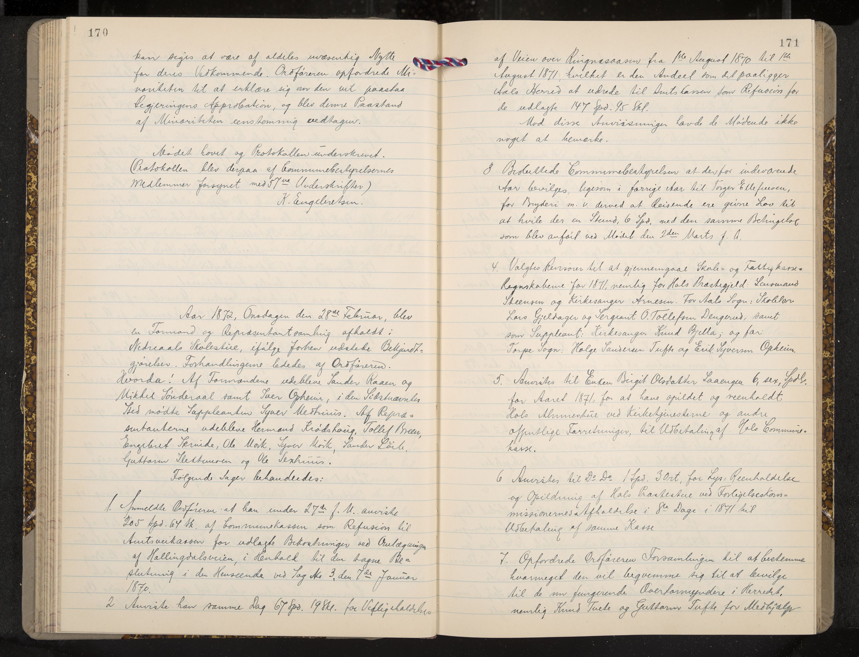 Ål formannskap og sentraladministrasjon, IKAK/0619021/A/Aa/L0003: Utskrift av møtebok, 1864-1880, p. 170-171