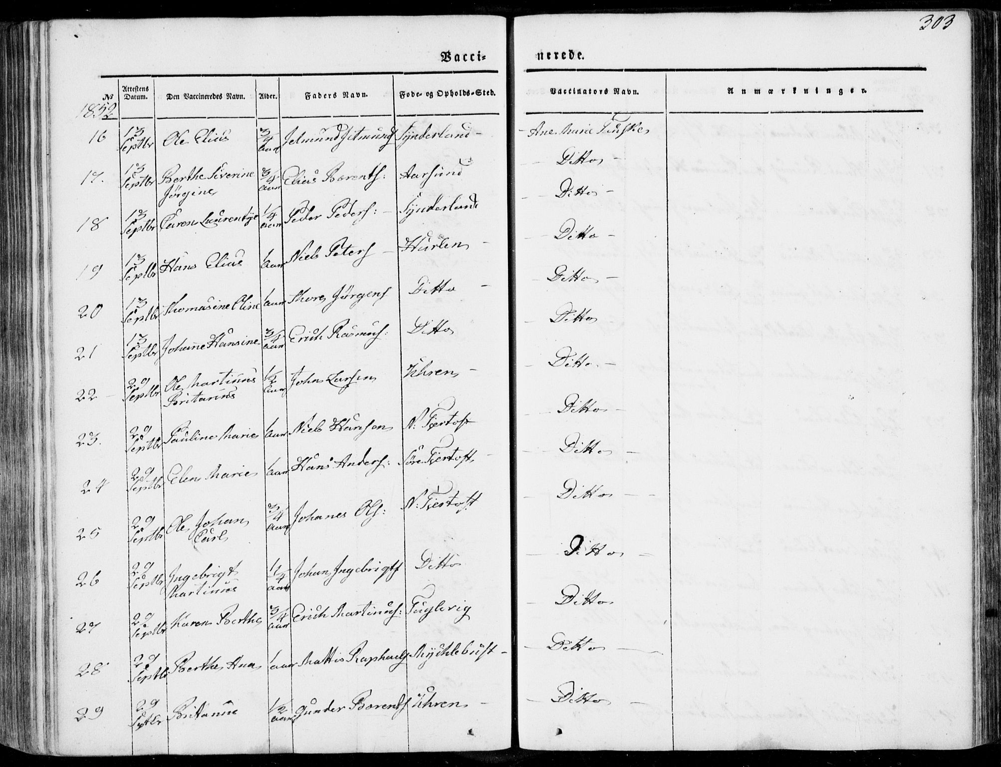 Ministerialprotokoller, klokkerbøker og fødselsregistre - Møre og Romsdal, AV/SAT-A-1454/536/L0497: Parish register (official) no. 536A06, 1845-1865, p. 303