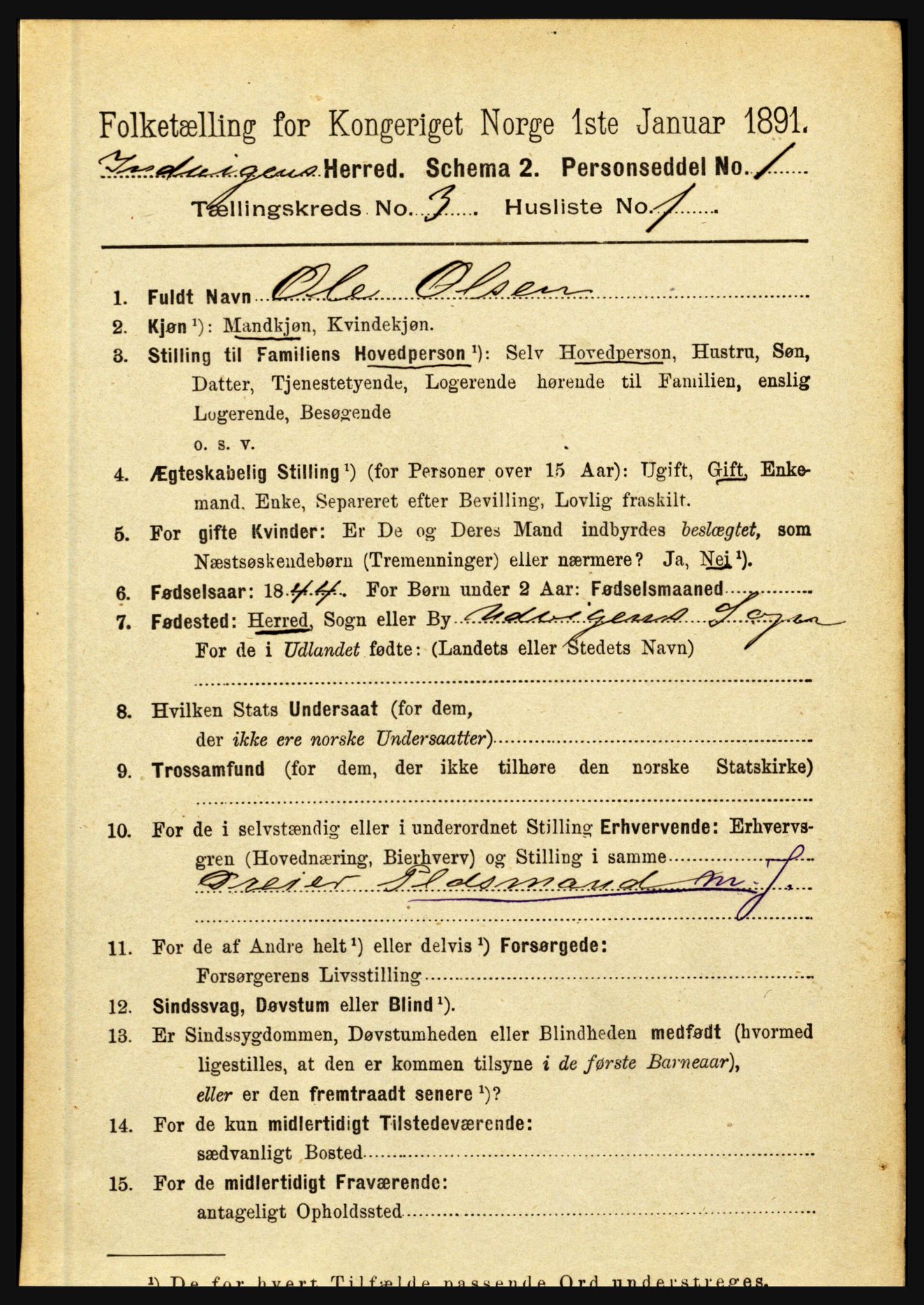 RA, 1891 census for 1447 Innvik, 1891, p. 1026