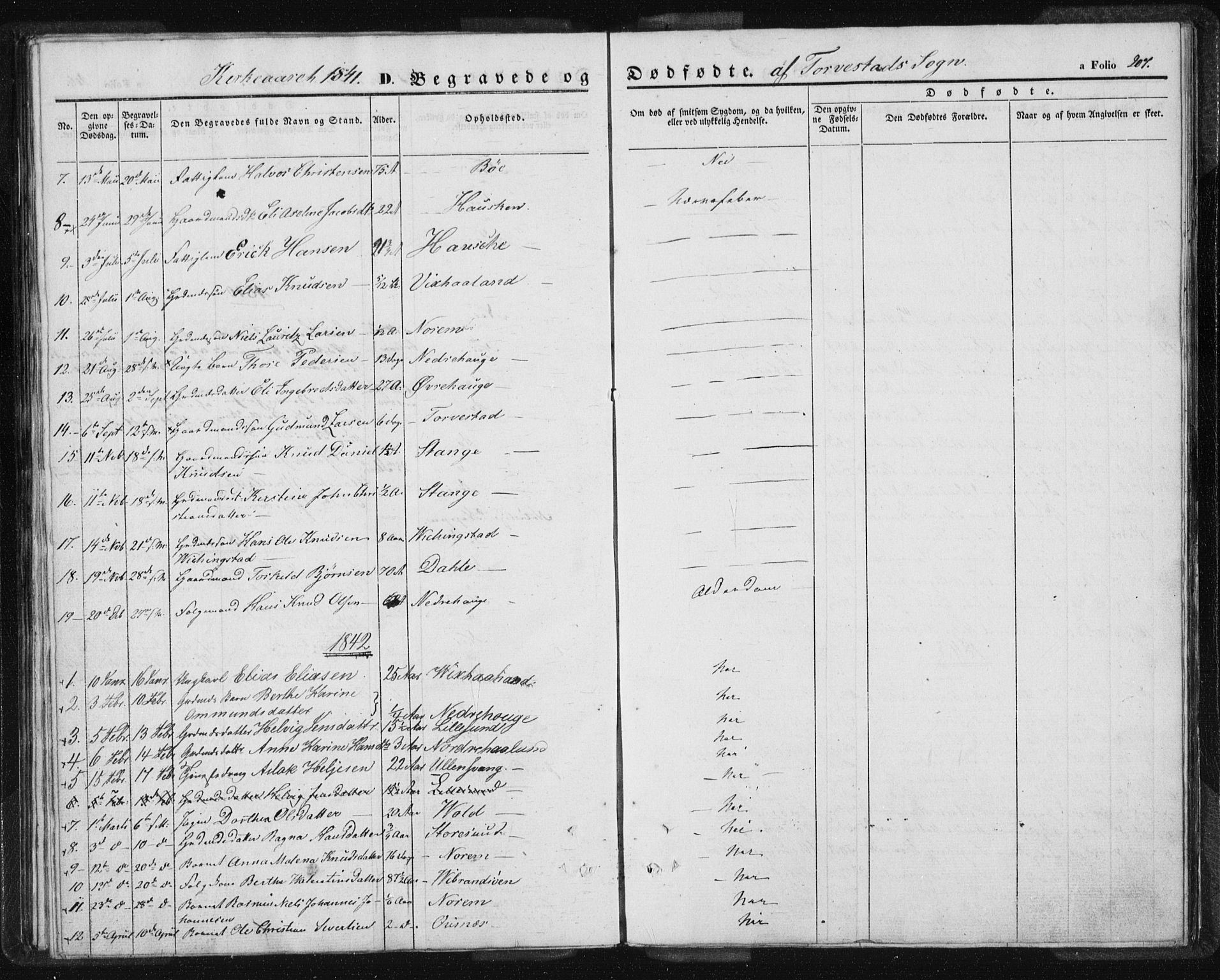 Torvastad sokneprestkontor, SAST/A -101857/H/Ha/Haa/L0005: Parish register (official) no. A 5, 1836-1847, p. 207