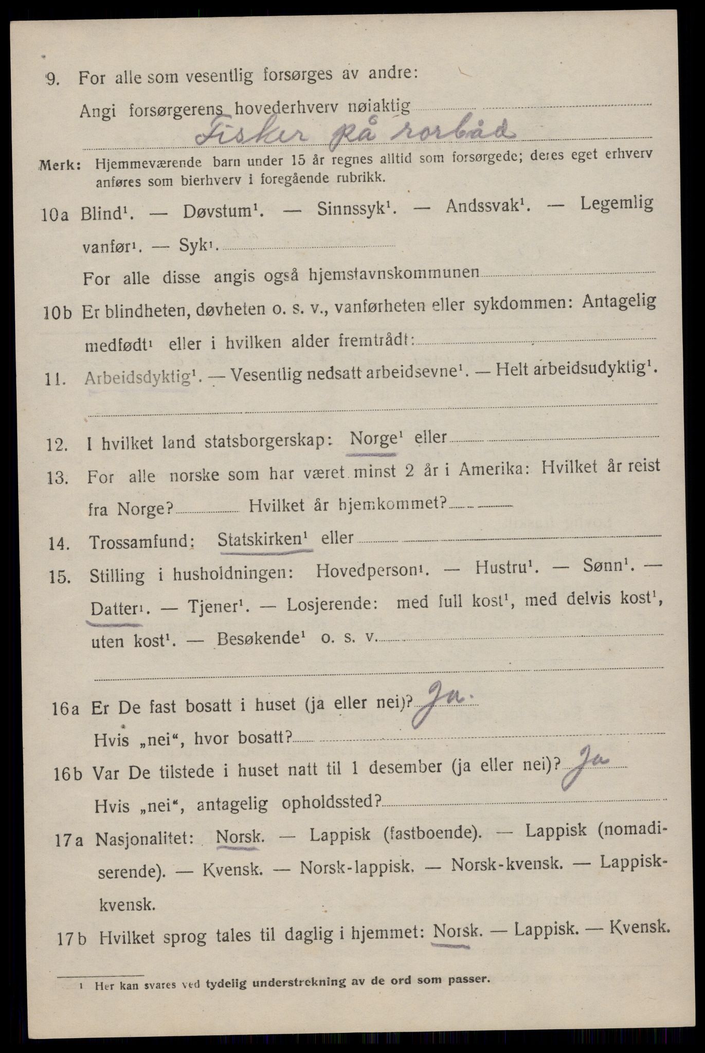 SAT, 1920 census for Værøy, 1920, p. 2234