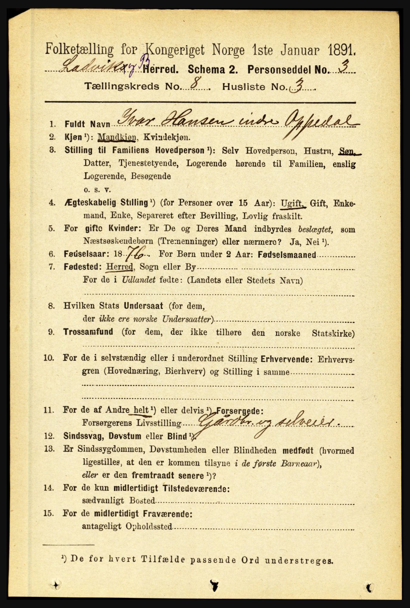 RA, 1891 census for 1415 Lavik og Brekke, 1891, p. 1510