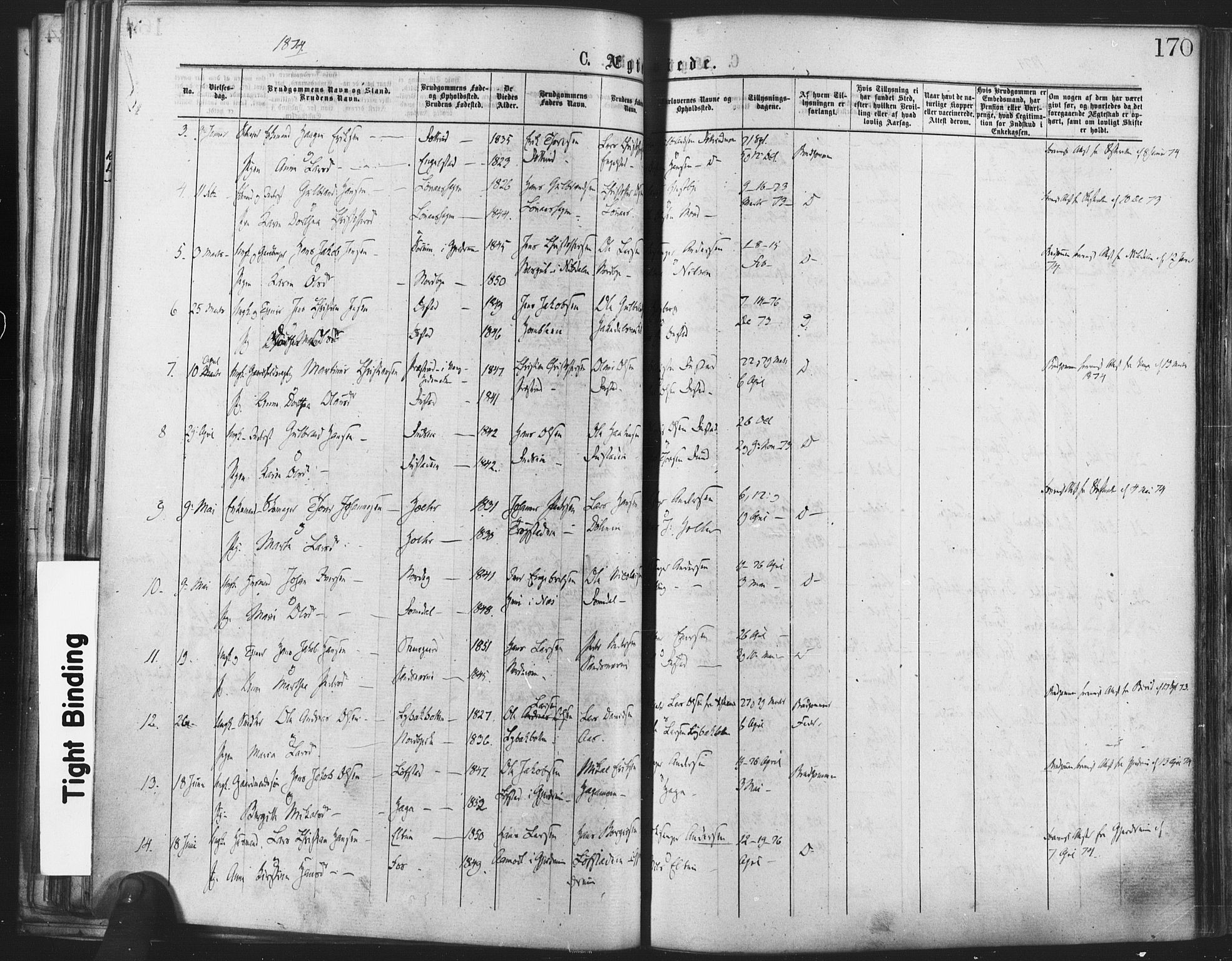 Nannestad prestekontor Kirkebøker, SAO/A-10414a/F/Fa/L0013: Parish register (official) no. I 13, 1873-1880, p. 170