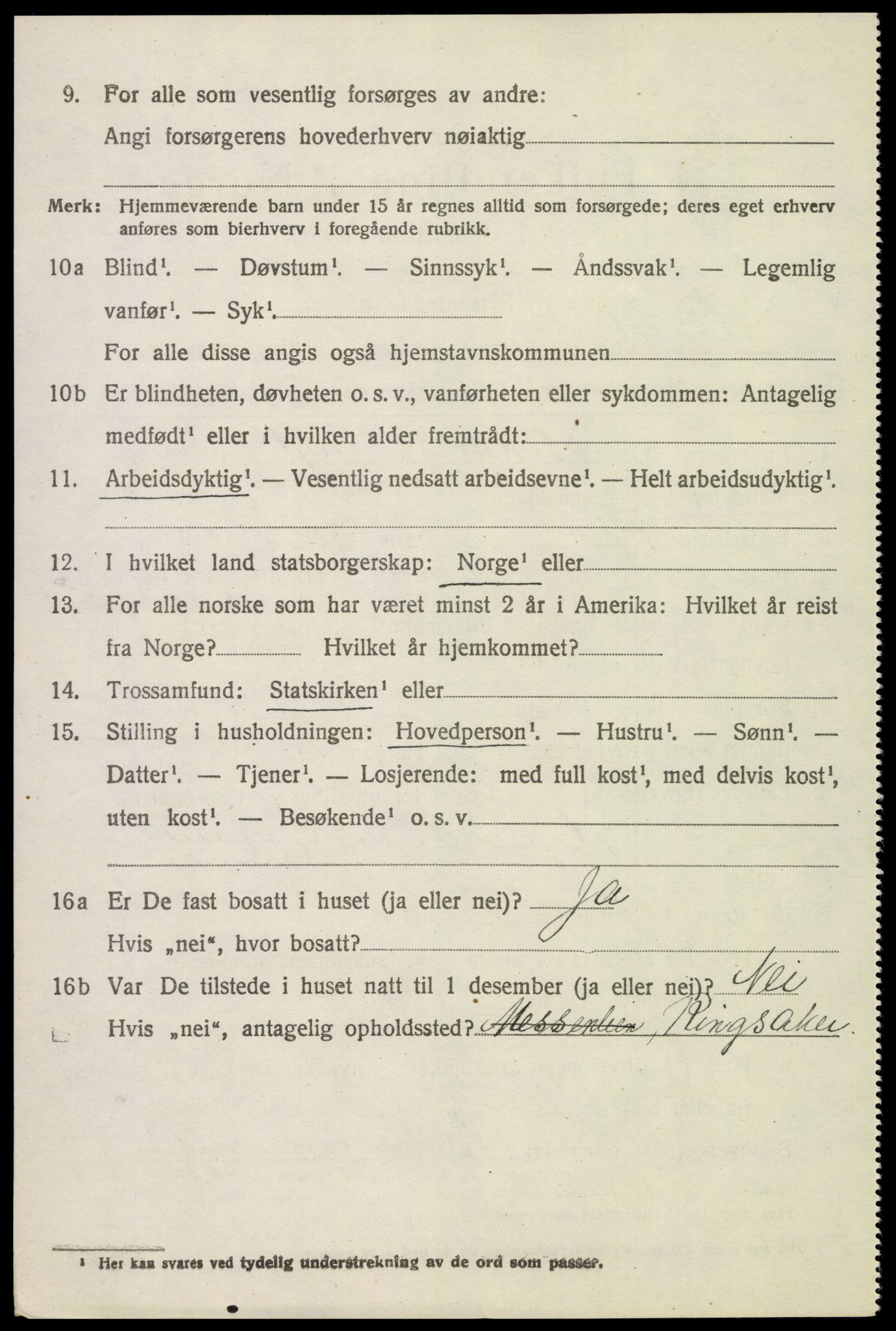 SAH, 1920 census for Ringsaker, 1920, p. 4871