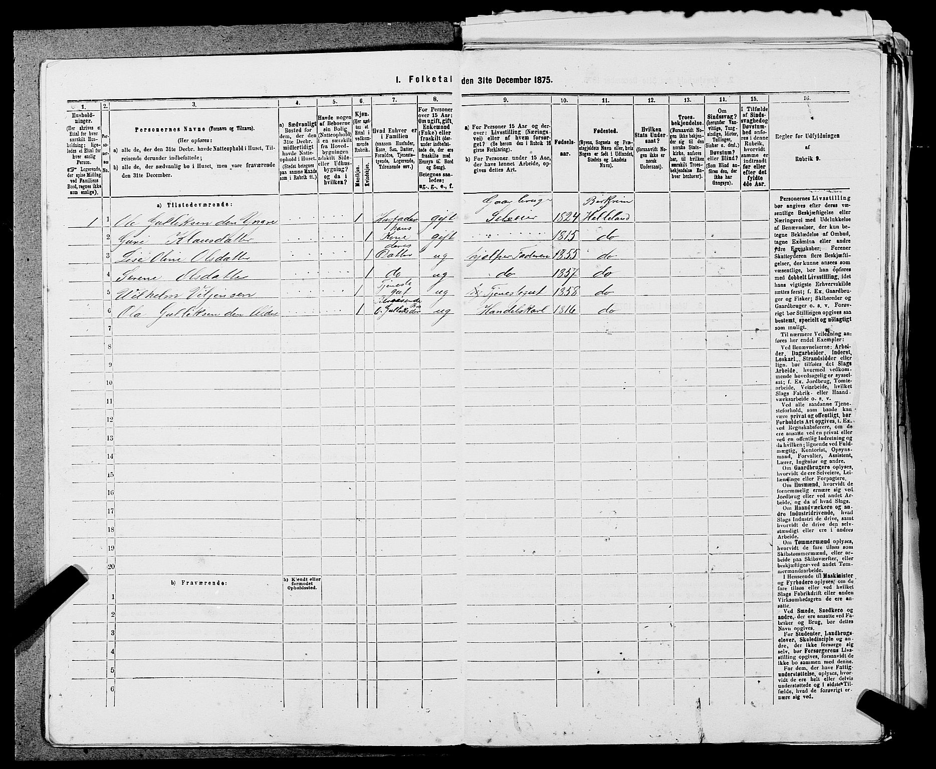 SAST, 1875 census for 1115P Helleland, 1875, p. 679