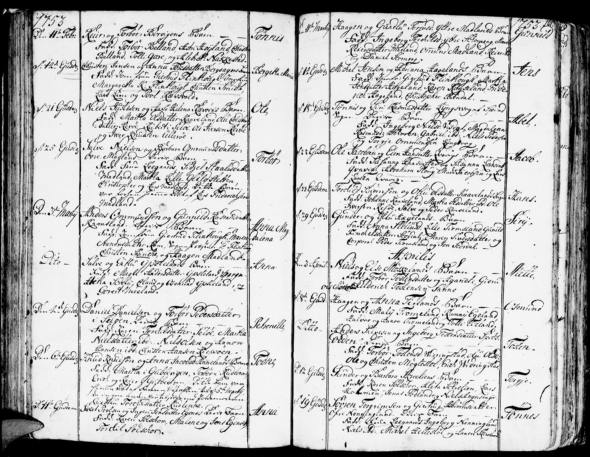 Lyngdal sokneprestkontor, SAK/1111-0029/F/Fa/Fac/L0001: Parish register (official) no. A 1, 1727-1779, p. 101