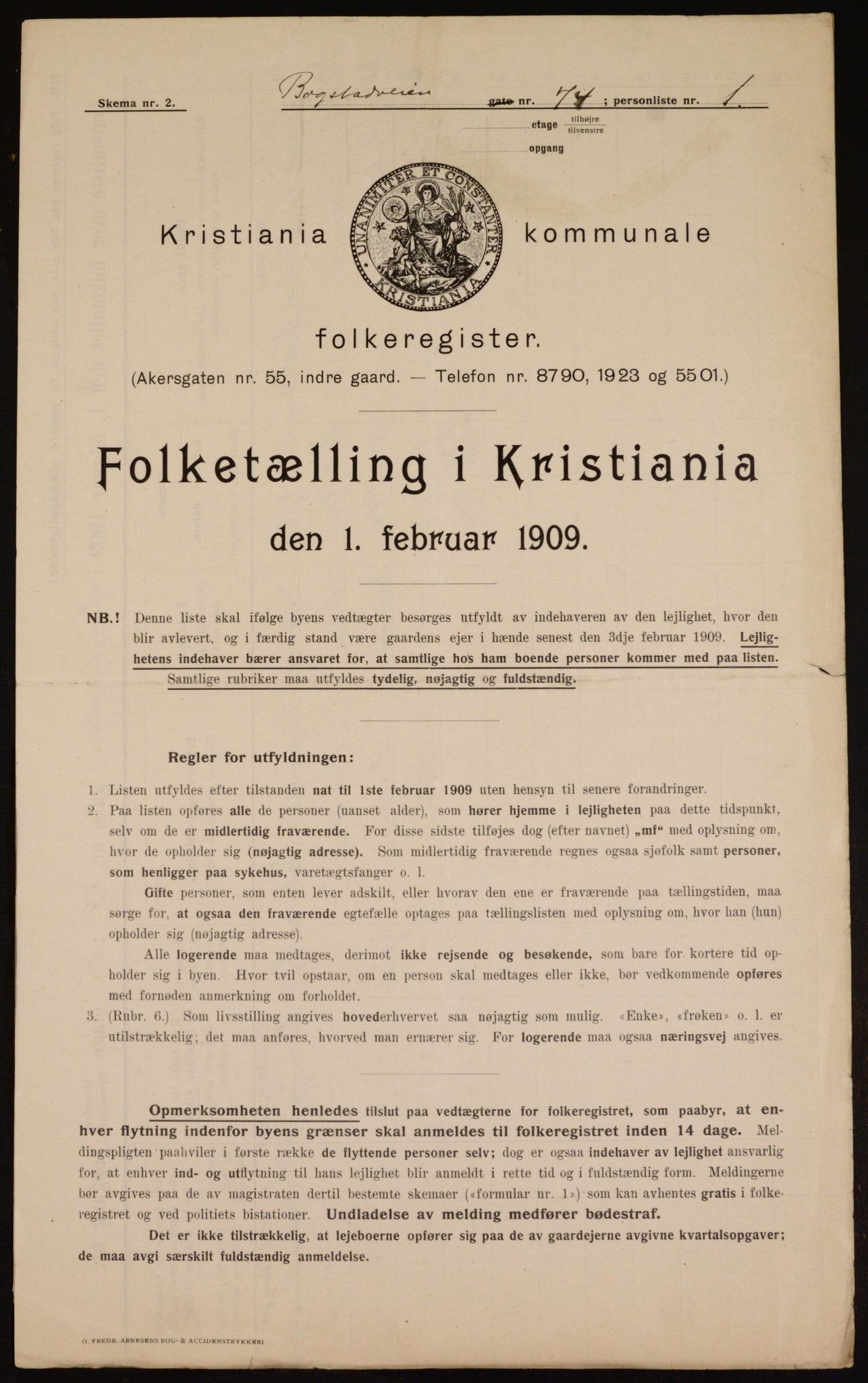 OBA, Municipal Census 1909 for Kristiania, 1909, p. 7118