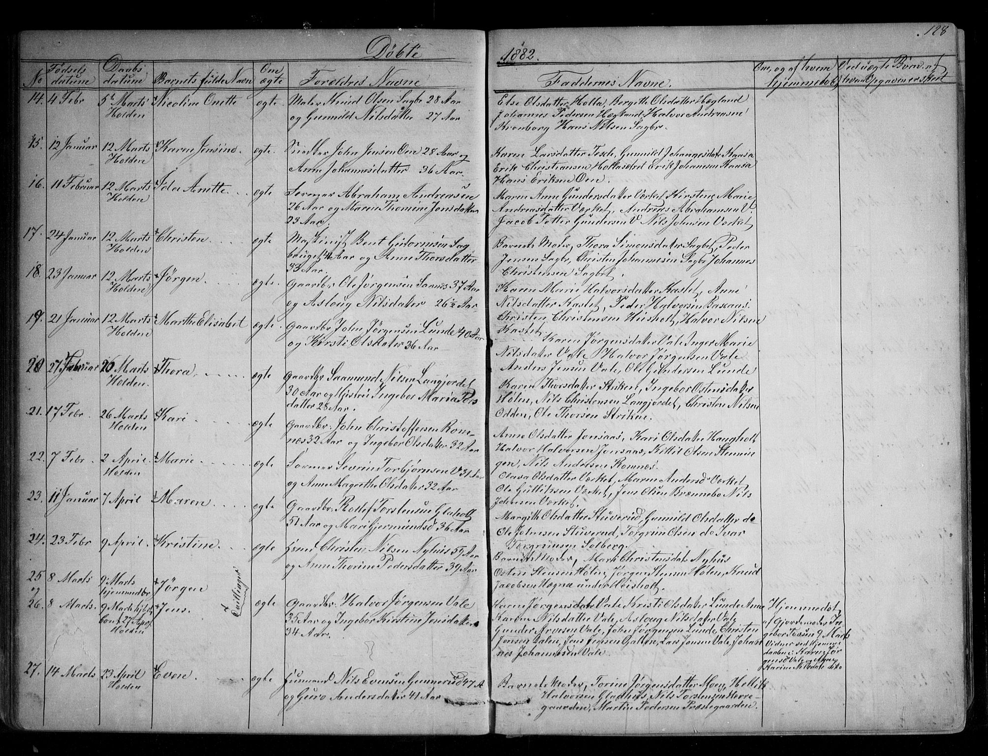 Holla kirkebøker, AV/SAKO-A-272/G/Ga/L0004: Parish register (copy) no. I 4, 1867-1890, p. 128