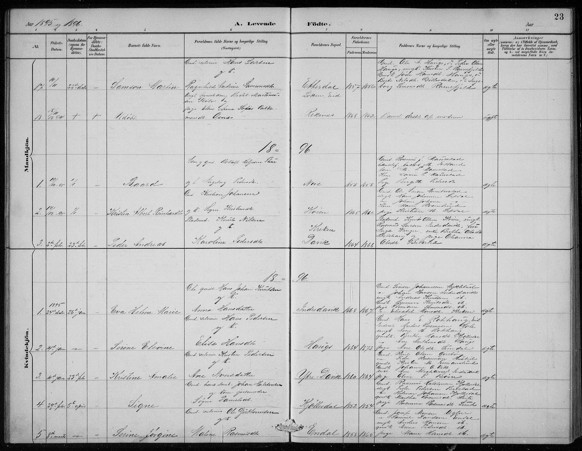 Davik sokneprestembete, AV/SAB-A-79701/H/Hab/Haba/L0002: Parish register (copy) no. A 2, 1890-1911, p. 23