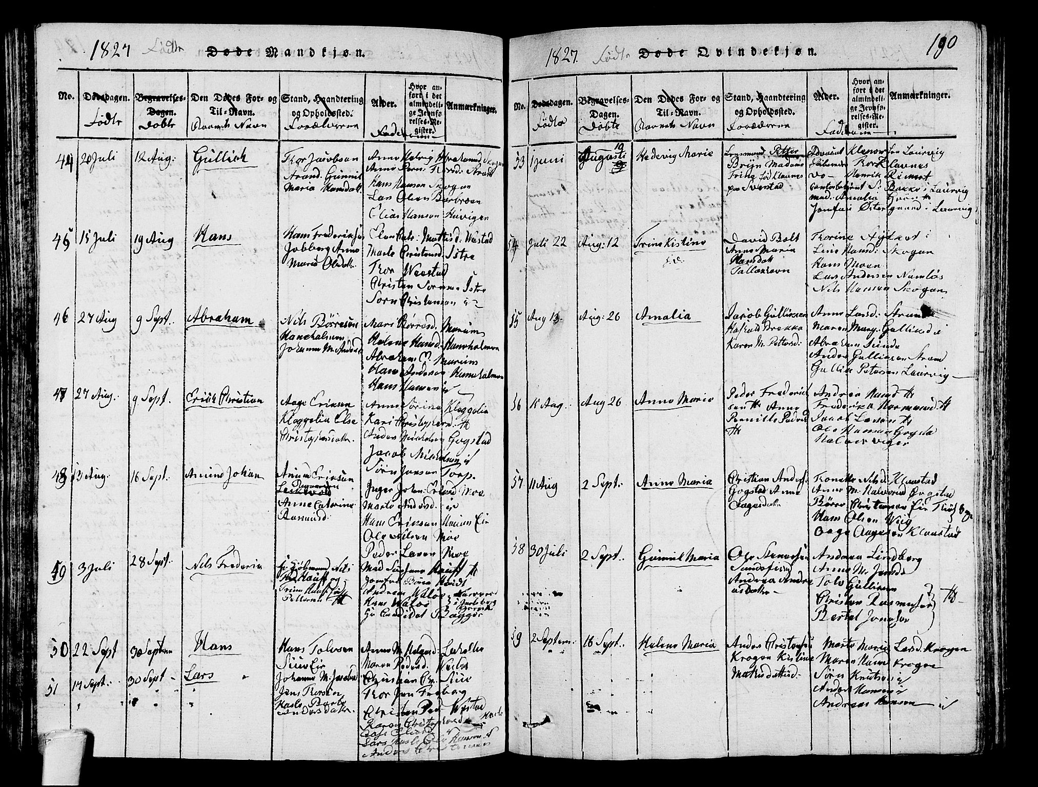 Sandar kirkebøker, SAKO/A-243/G/Ga/L0001: Parish register (copy) no. 1, 1814-1835, p. 190