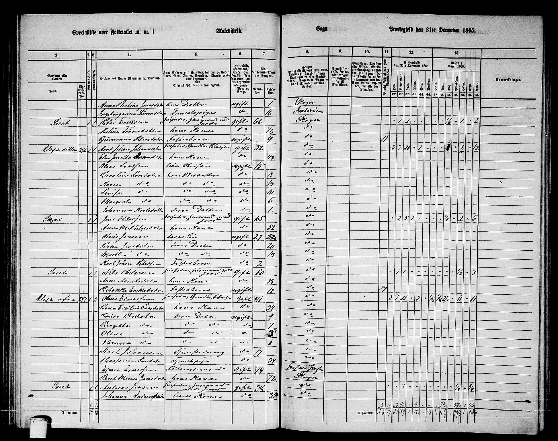 RA, 1865 census for Skogn, 1865, p. 87