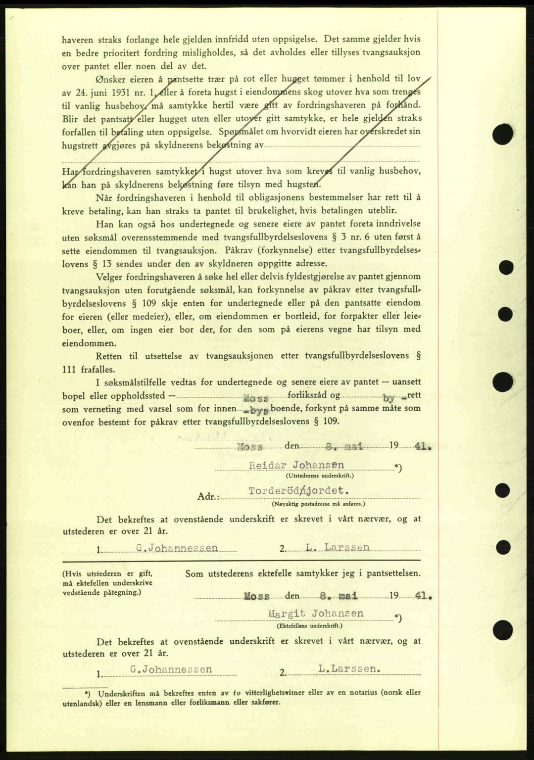 Moss sorenskriveri, AV/SAO-A-10168: Mortgage book no. B10, 1940-1941, Diary no: : 872/1941