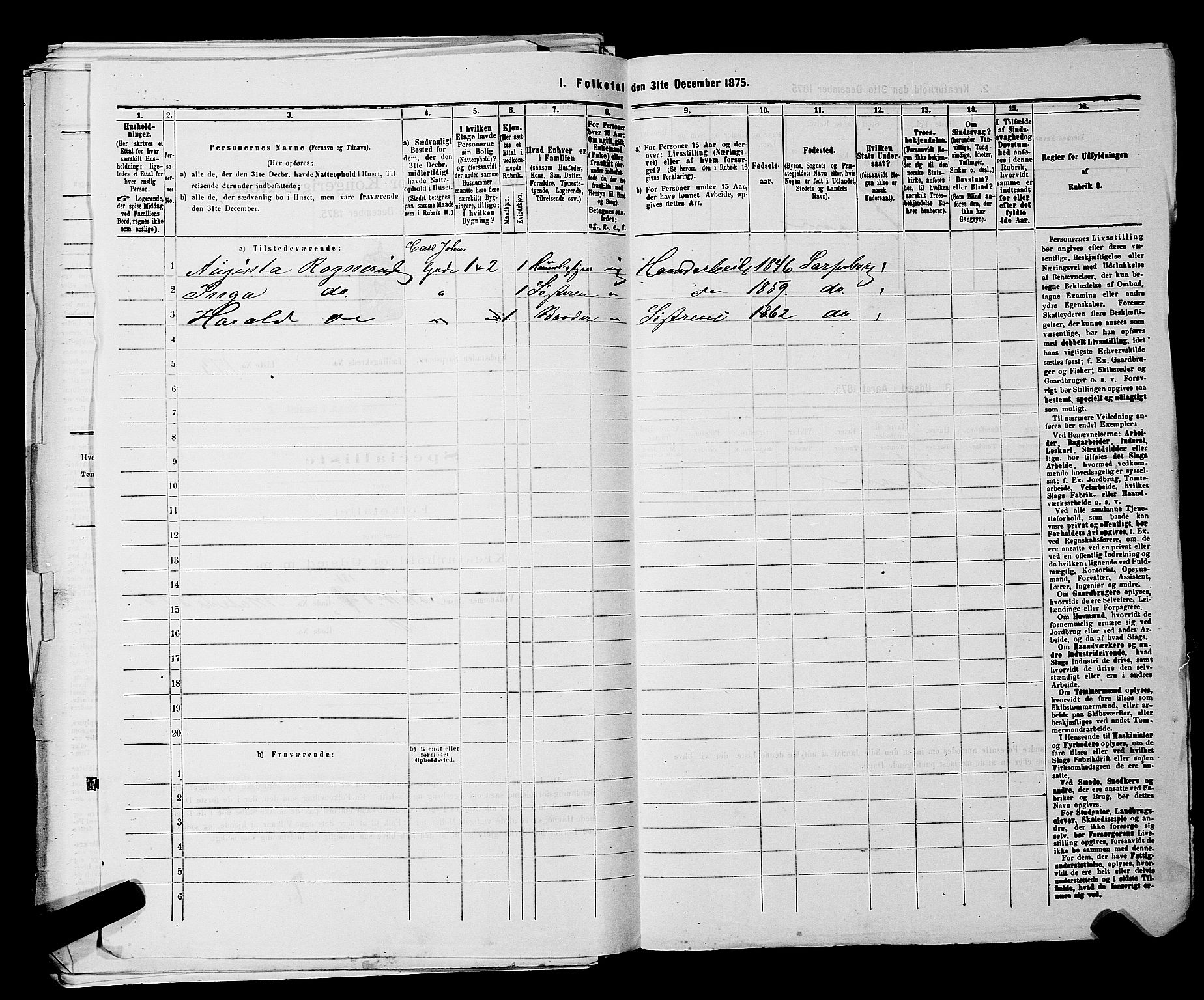 RA, 1875 census for 0102P Sarpsborg, 1875, p. 406