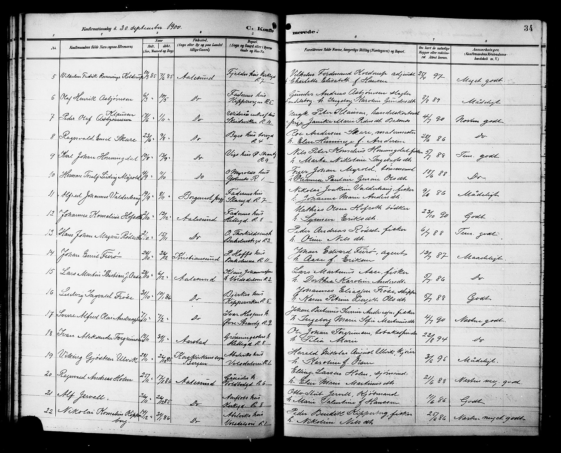 Ministerialprotokoller, klokkerbøker og fødselsregistre - Møre og Romsdal, AV/SAT-A-1454/529/L0469: Parish register (copy) no. 529C06, 1898-1906, p. 34