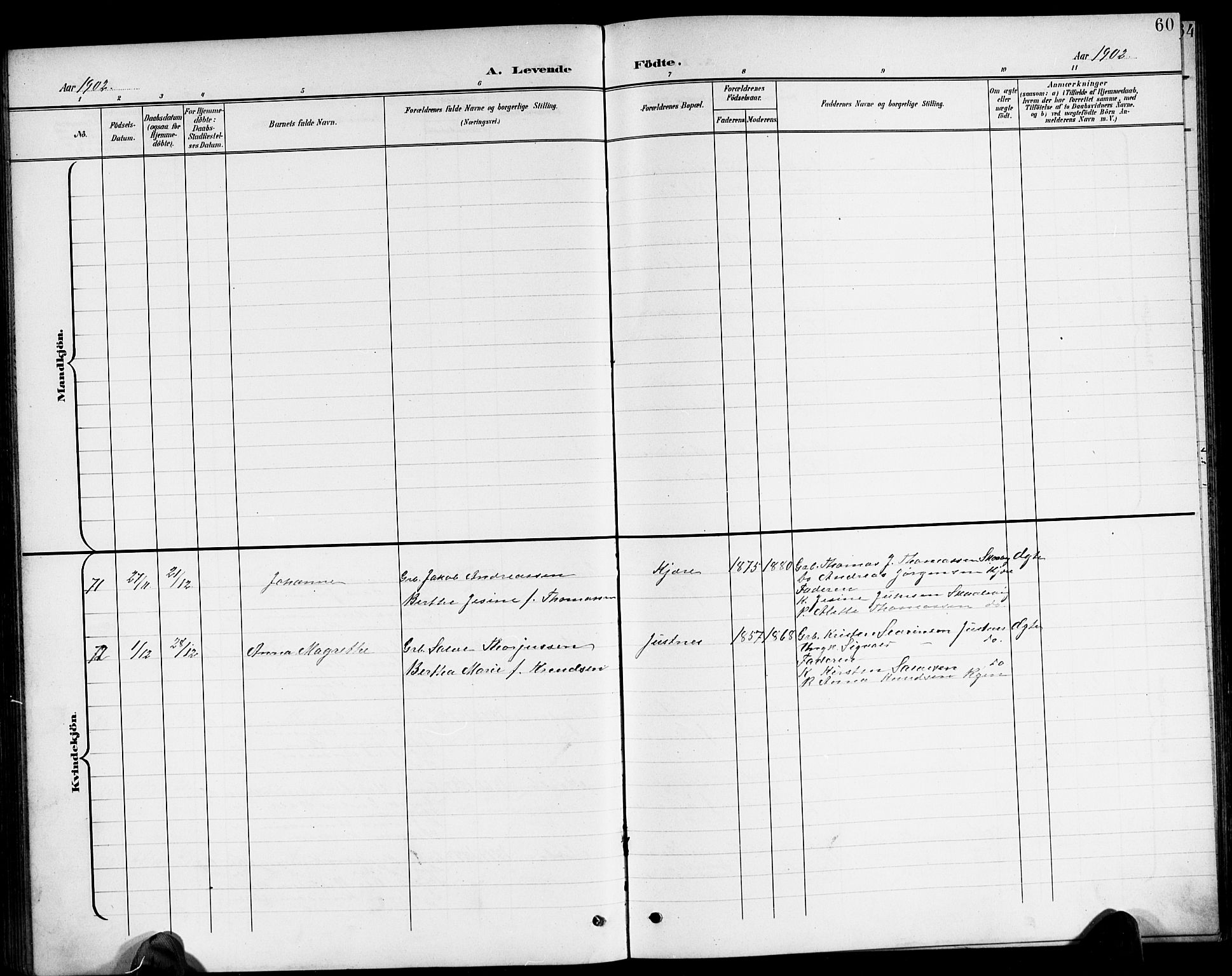 Oddernes sokneprestkontor, AV/SAK-1111-0033/F/Fb/Fba/L0009: Parish register (copy) no. B 9, 1899-1923, p. 60