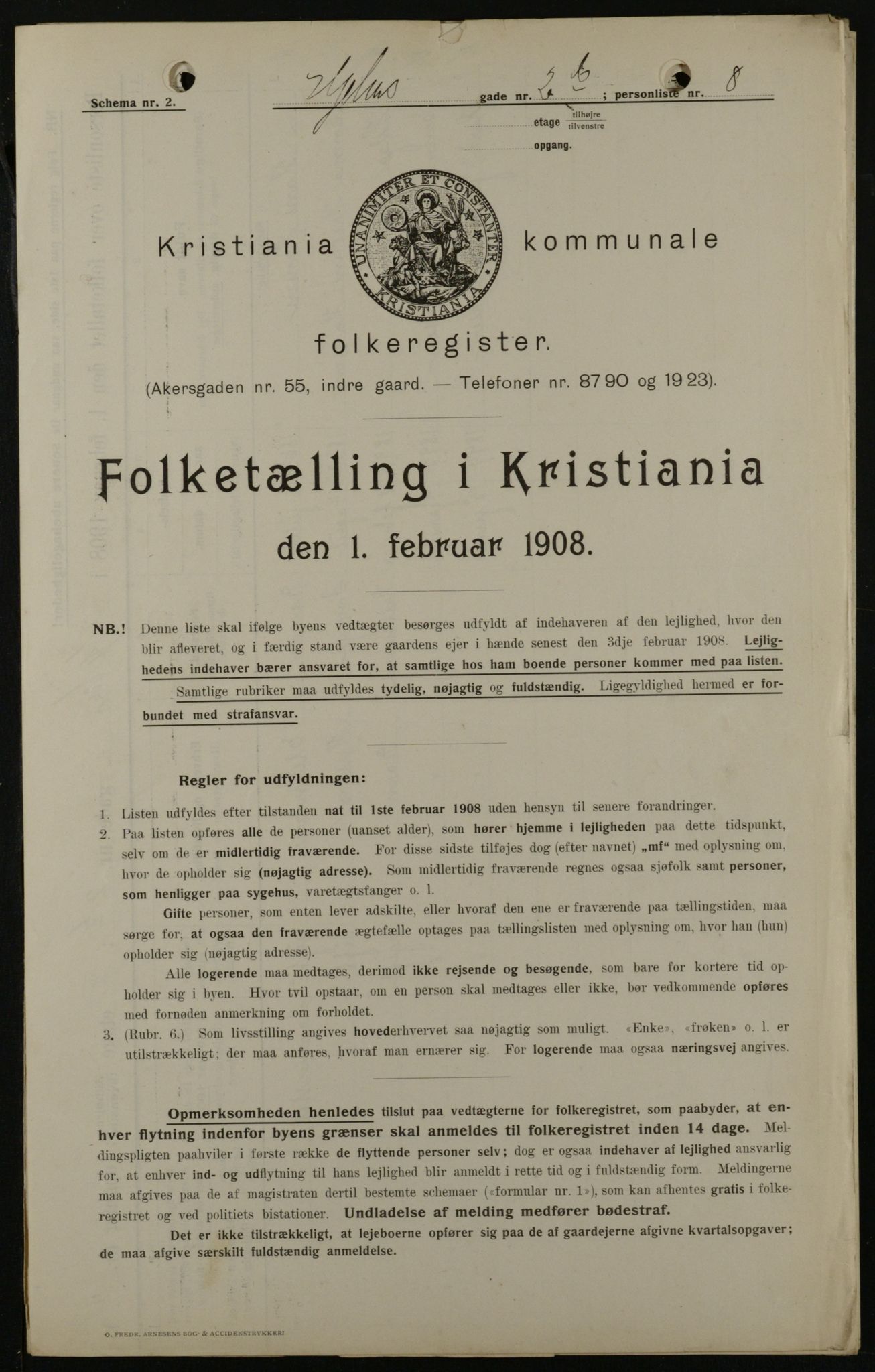 OBA, Municipal Census 1908 for Kristiania, 1908, p. 36117