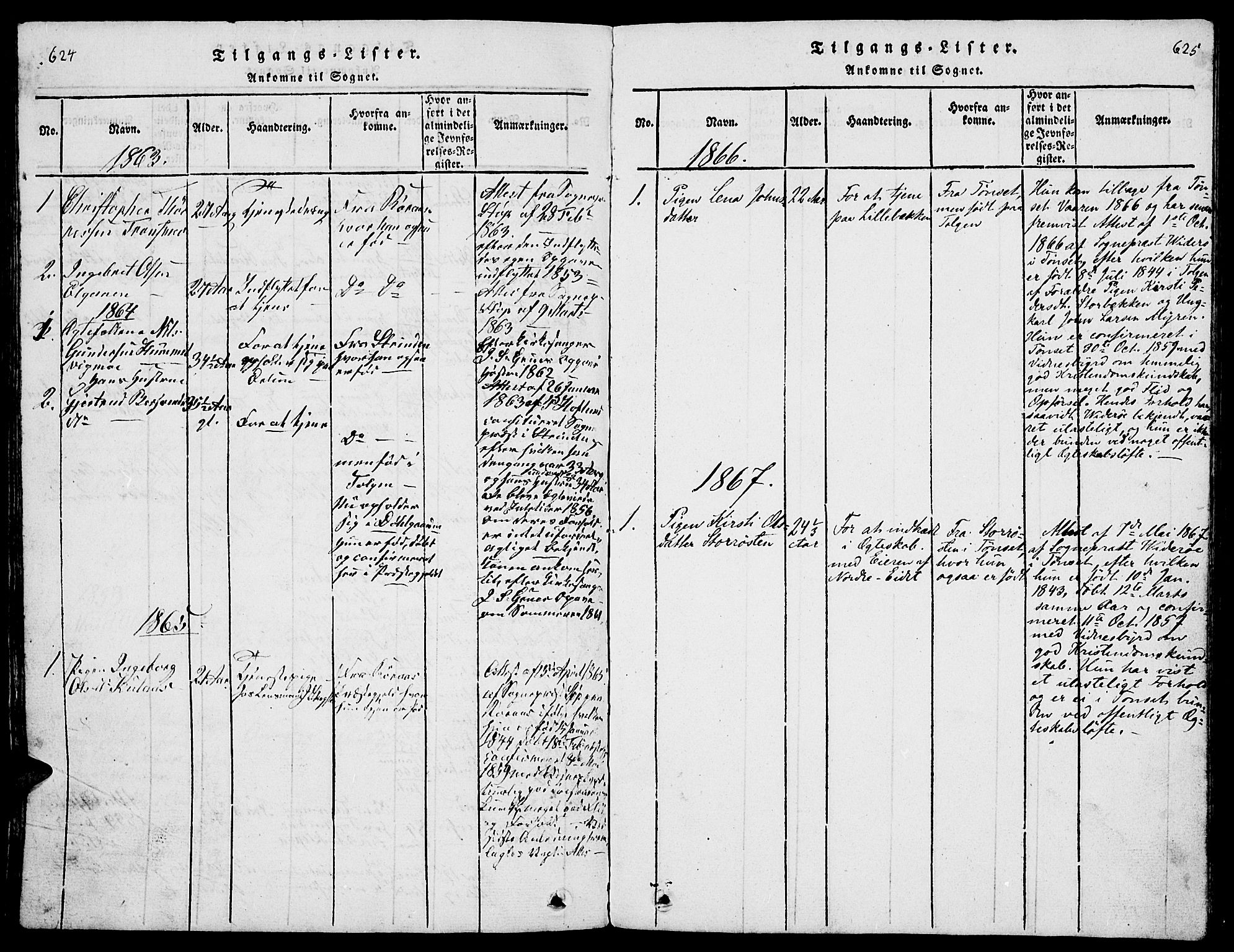 Tolga prestekontor, AV/SAH-PREST-062/L/L0001: Parish register (copy) no. 1, 1814-1877, p. 624-625