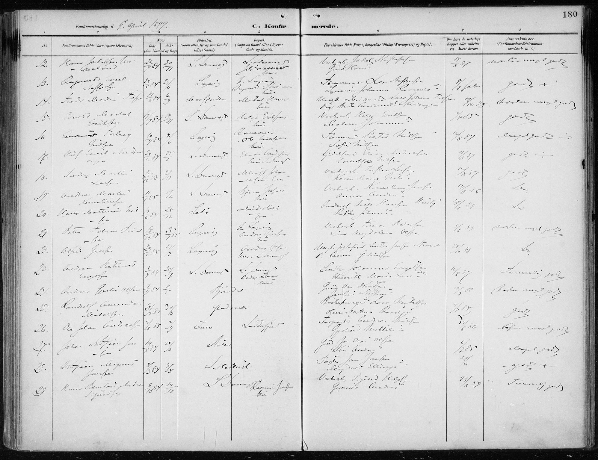 Askøy Sokneprestembete, AV/SAB-A-74101/H/Ha/Haa/Haae/L0003: Parish register (official) no. E 3, 1891-1903, p. 180