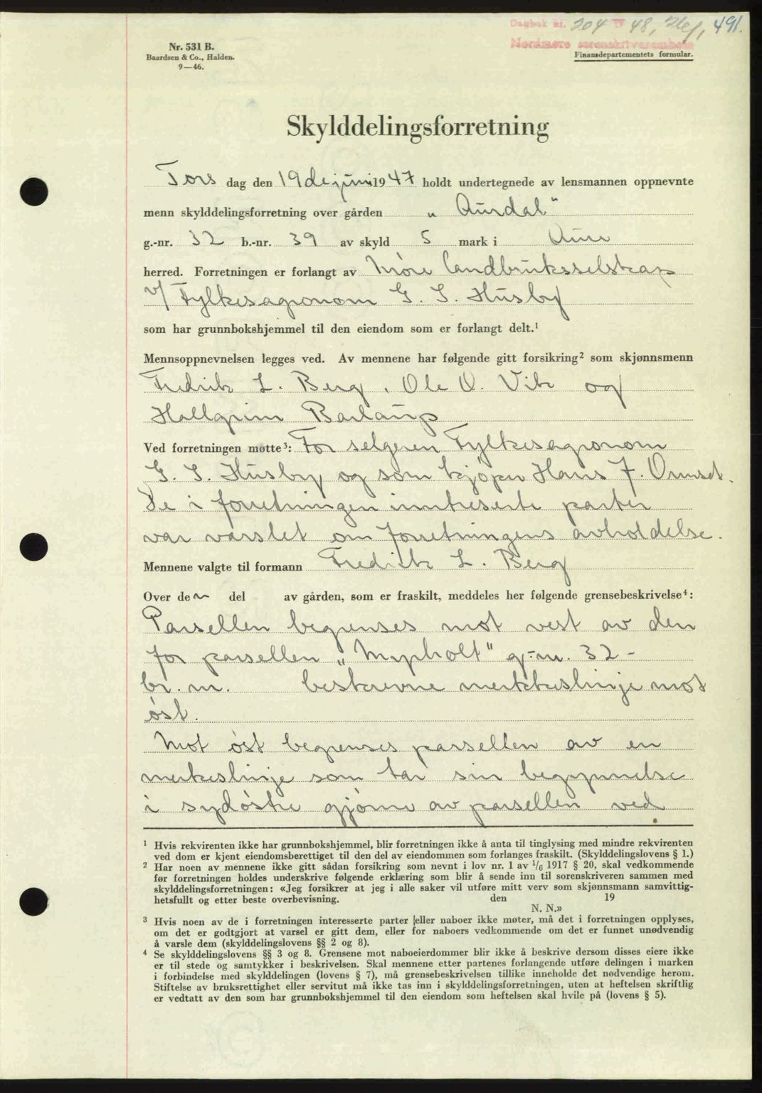 Nordmøre sorenskriveri, AV/SAT-A-4132/1/2/2Ca: Mortgage book no. A107, 1947-1948, Diary no: : 204/1948