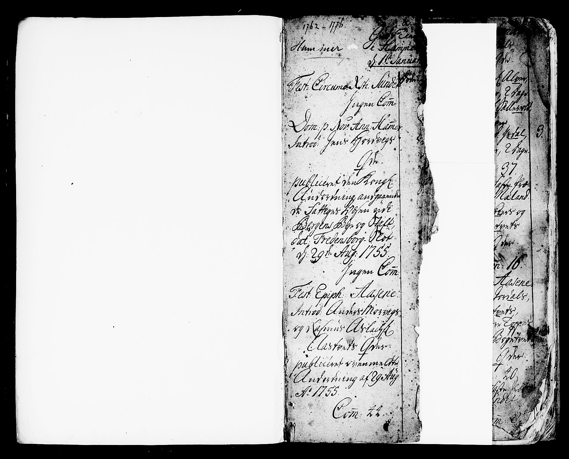 Hamre sokneprestembete, SAB/A-75501/H/Ha/Haa/Haaa/L0007: Parish register (official) no. A 7, 1762-1777, p. 1