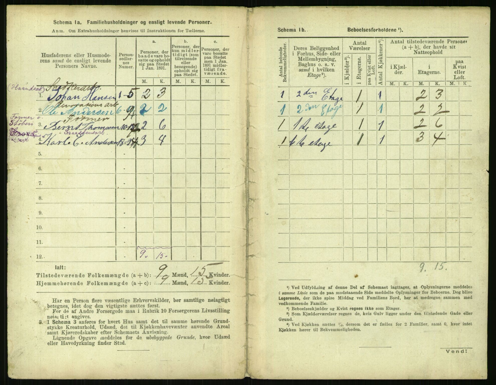 RA, 1891 census for 0301 Kristiania, 1891, p. 116119