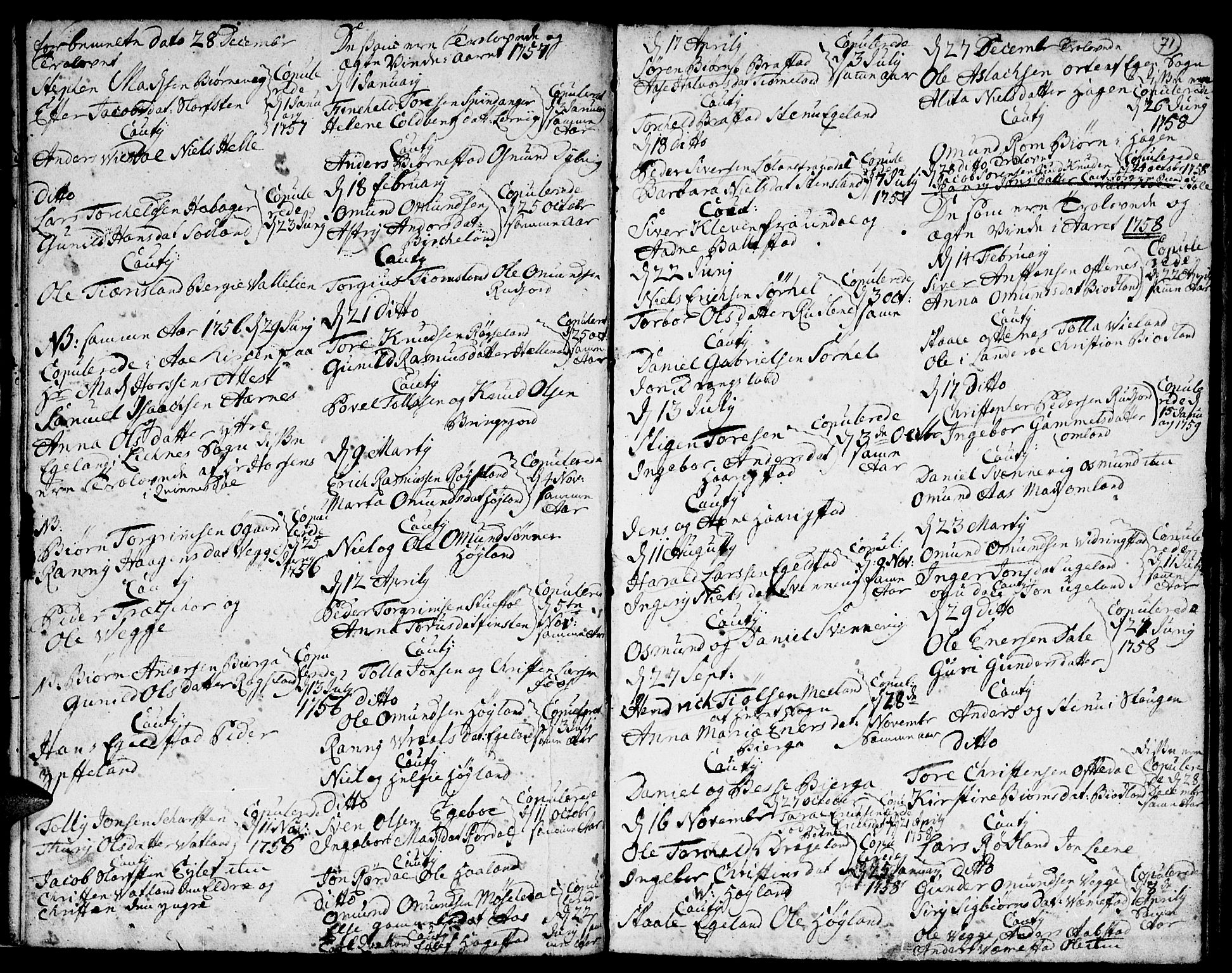 Lyngdal sokneprestkontor, SAK/1111-0029/F/Fa/Fac/L0002: Parish register (official) no. A 2, 1727-1815, p. 70-71