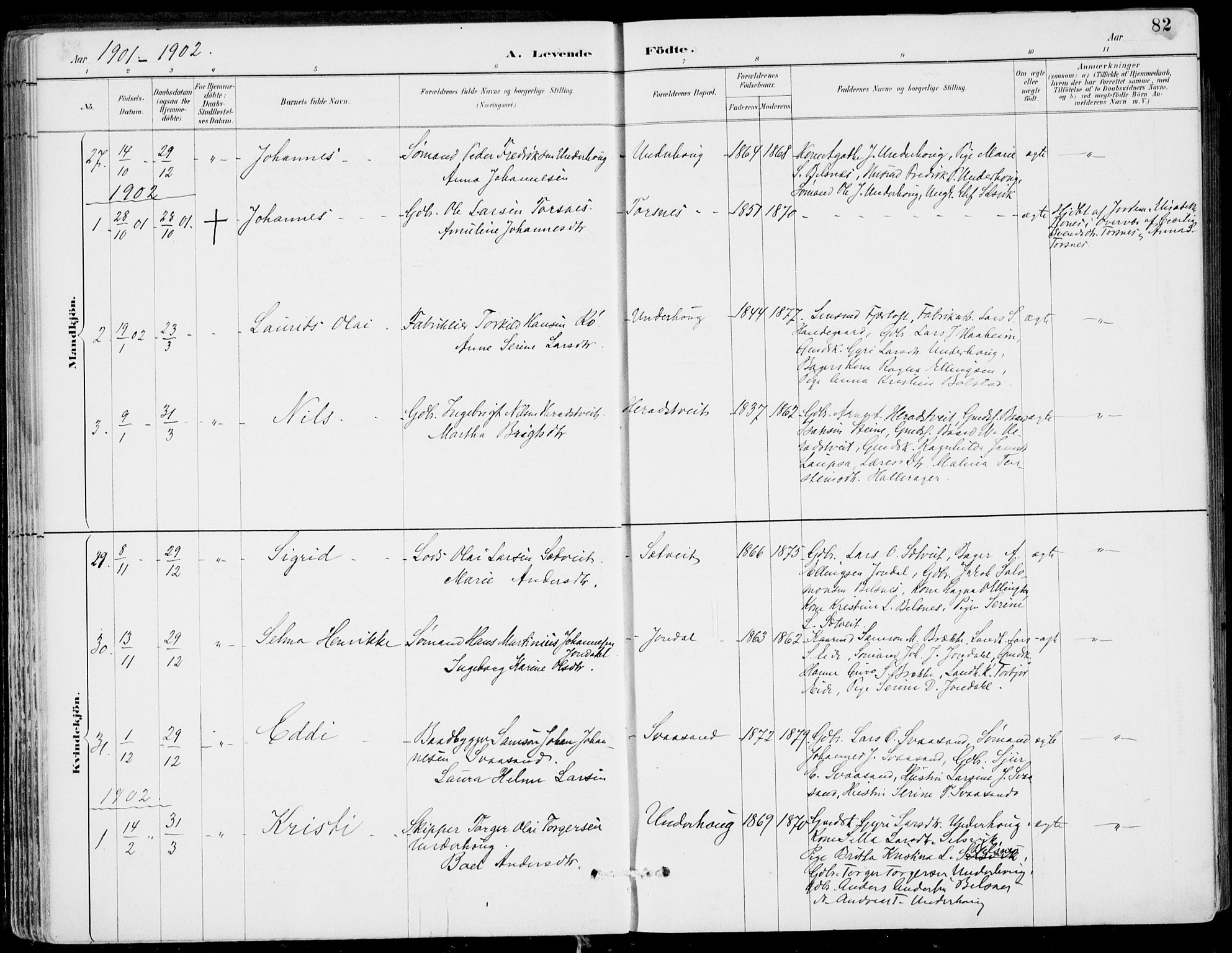 Strandebarm sokneprestembete, SAB/A-78401/H/Haa: Parish register (official) no. E  1, 1886-1908, p. 82