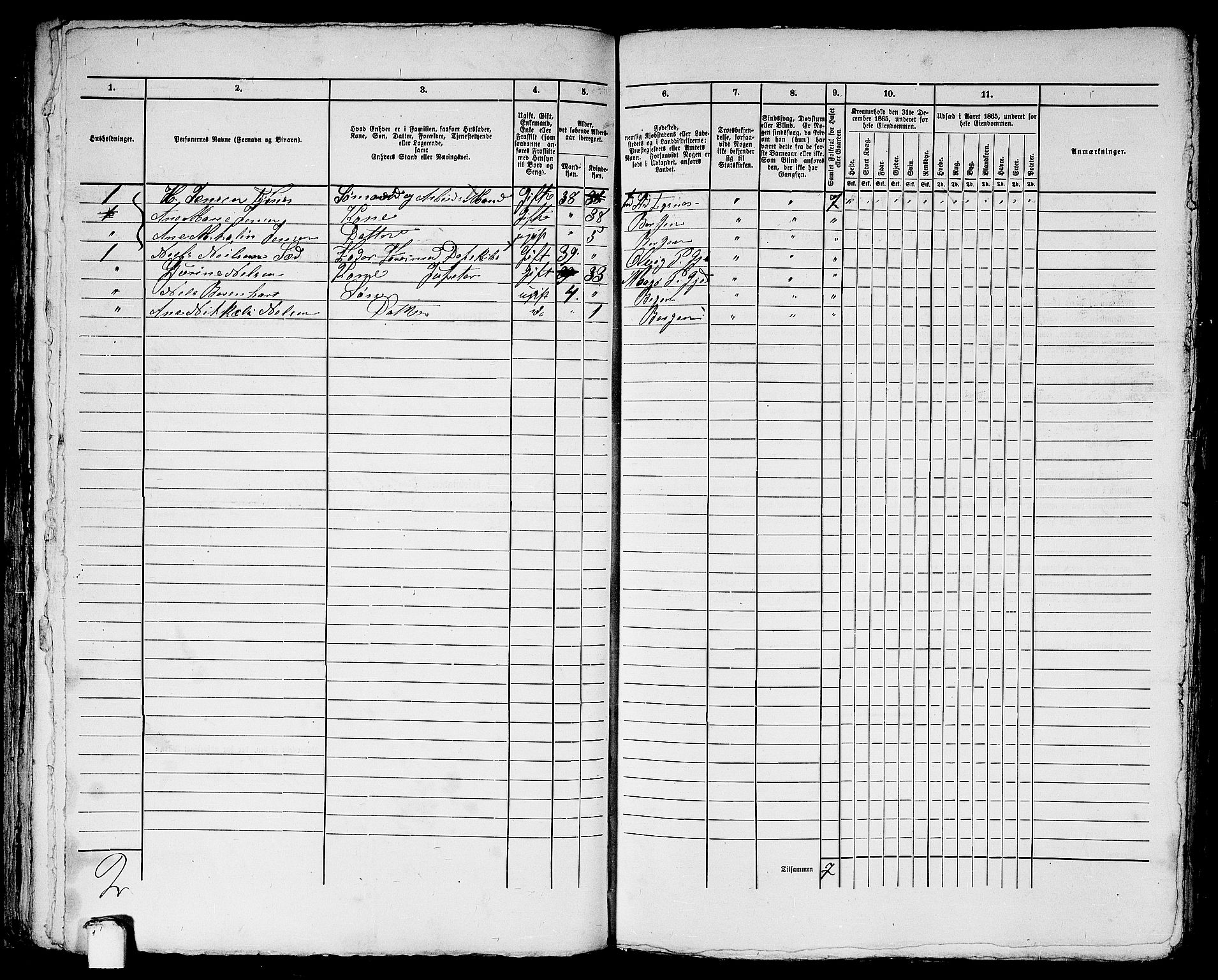 RA, 1865 census for Bergen, 1865, p. 1640