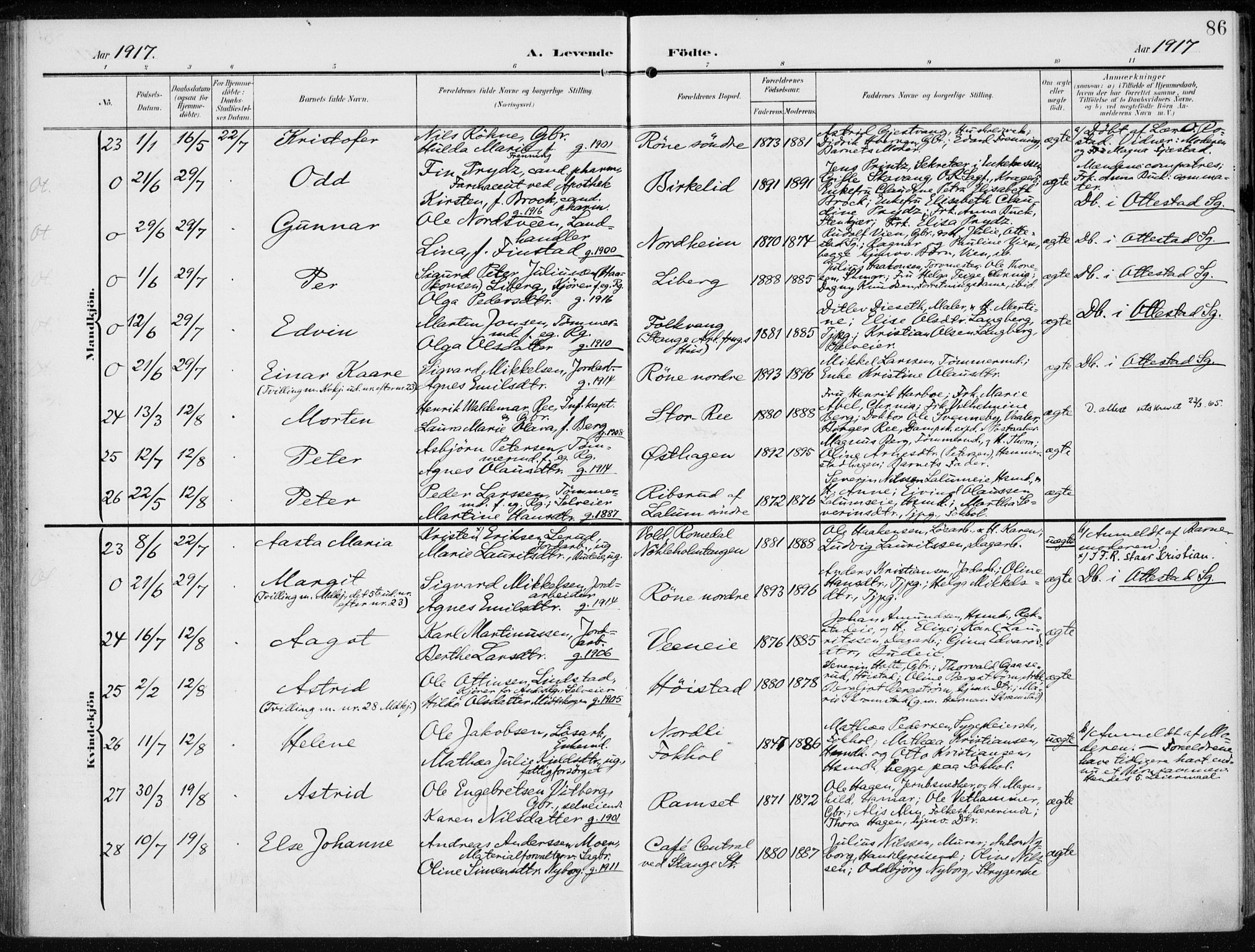 Stange prestekontor, AV/SAH-PREST-002/K/L0024: Parish register (official) no. 24, 1906-1922, p. 86