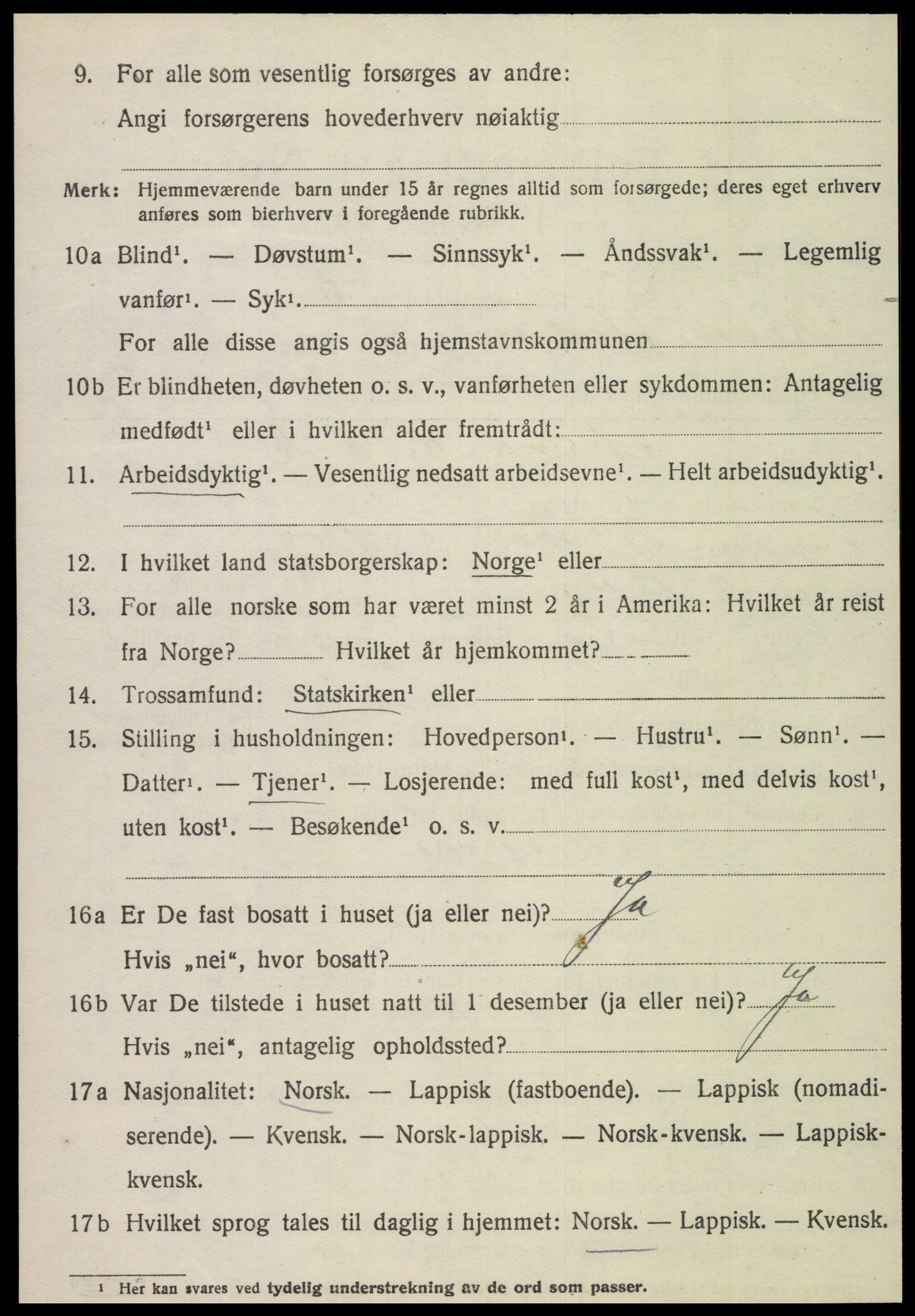 SAT, 1920 census for Kvam, 1920, p. 1374