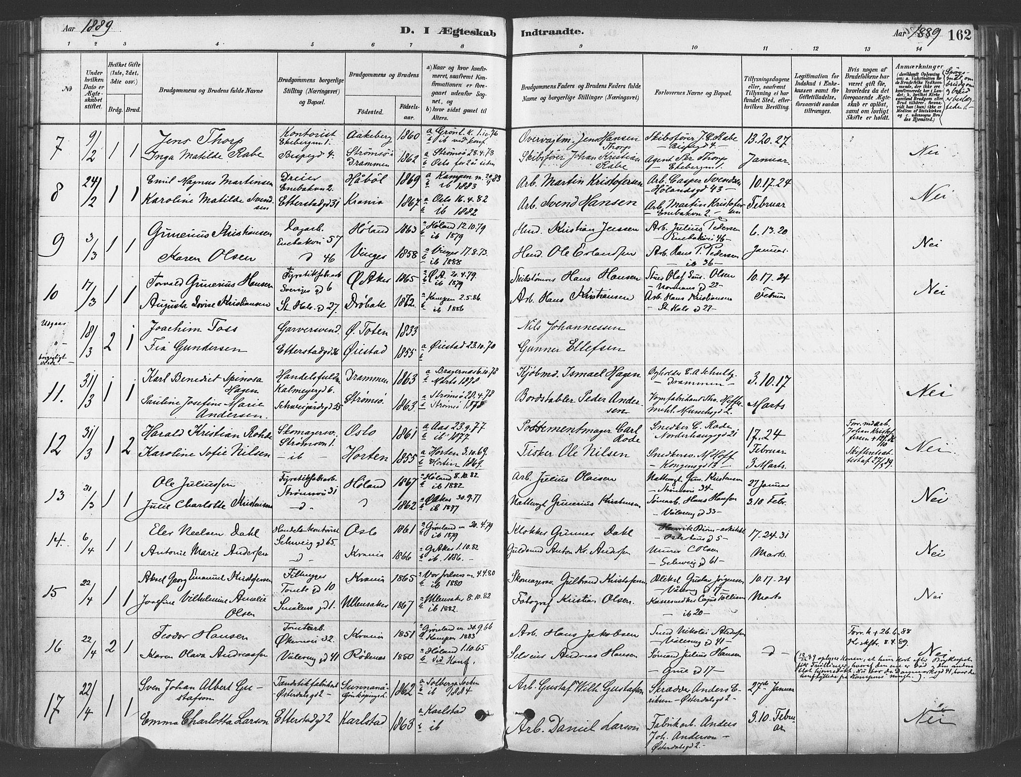 Gamlebyen prestekontor Kirkebøker, SAO/A-10884/F/Fa/L0006: Parish register (official) no. 6, 1881-1890, p. 162