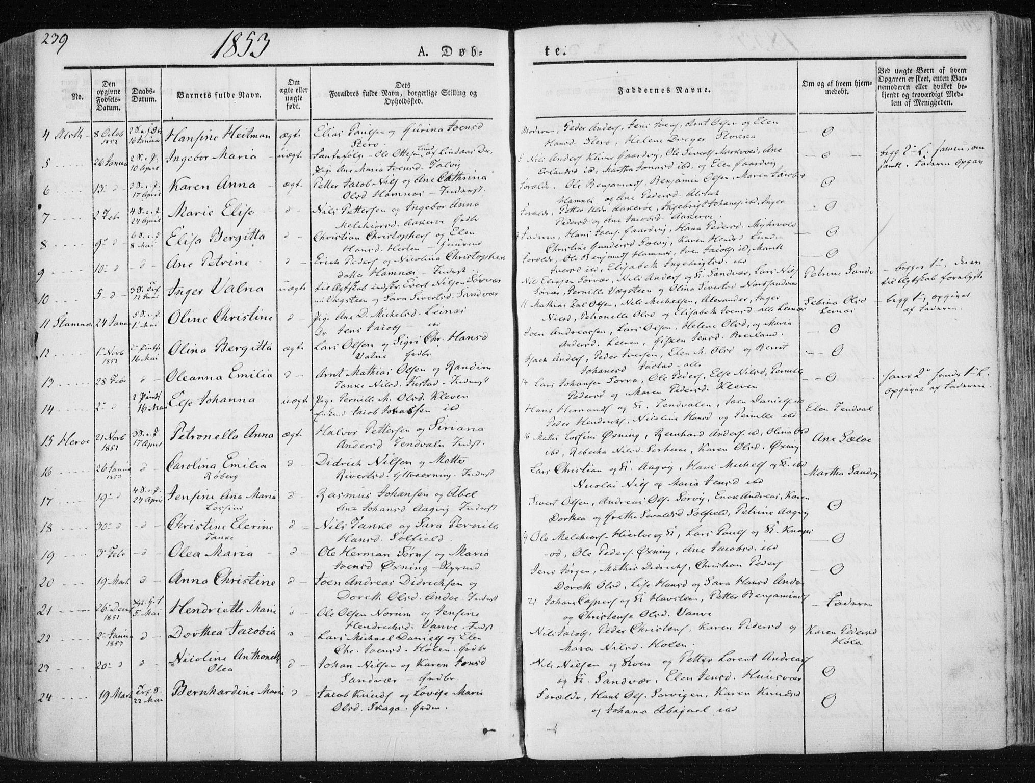 Ministerialprotokoller, klokkerbøker og fødselsregistre - Nordland, SAT/A-1459/830/L0446: Parish register (official) no. 830A10, 1831-1865, p. 239
