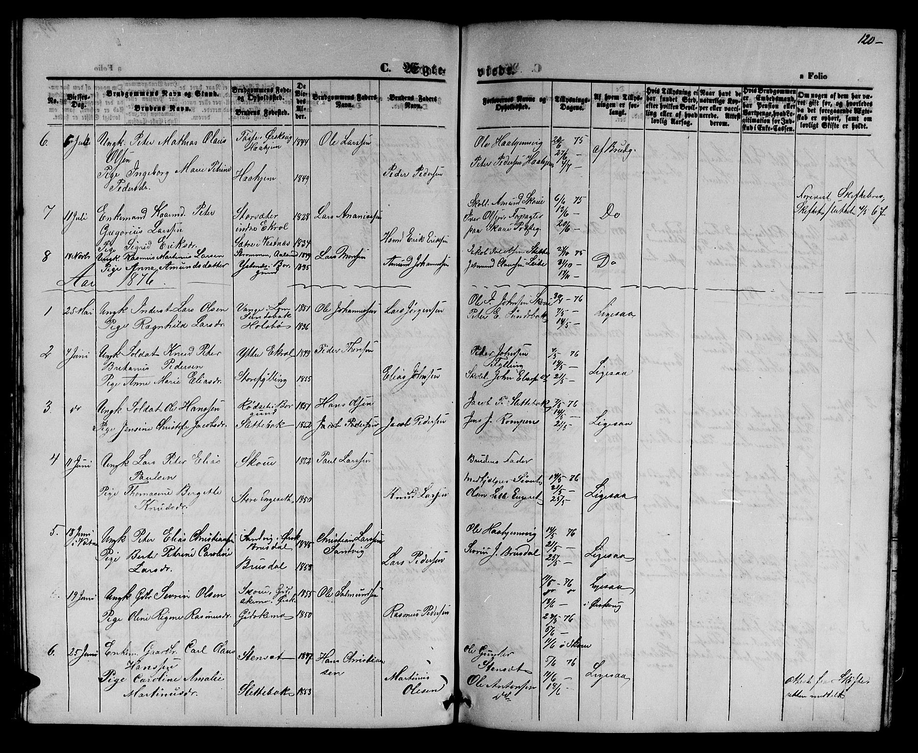 Ministerialprotokoller, klokkerbøker og fødselsregistre - Møre og Romsdal, AV/SAT-A-1454/524/L0364: Parish register (copy) no. 524C05, 1865-1879, p. 120