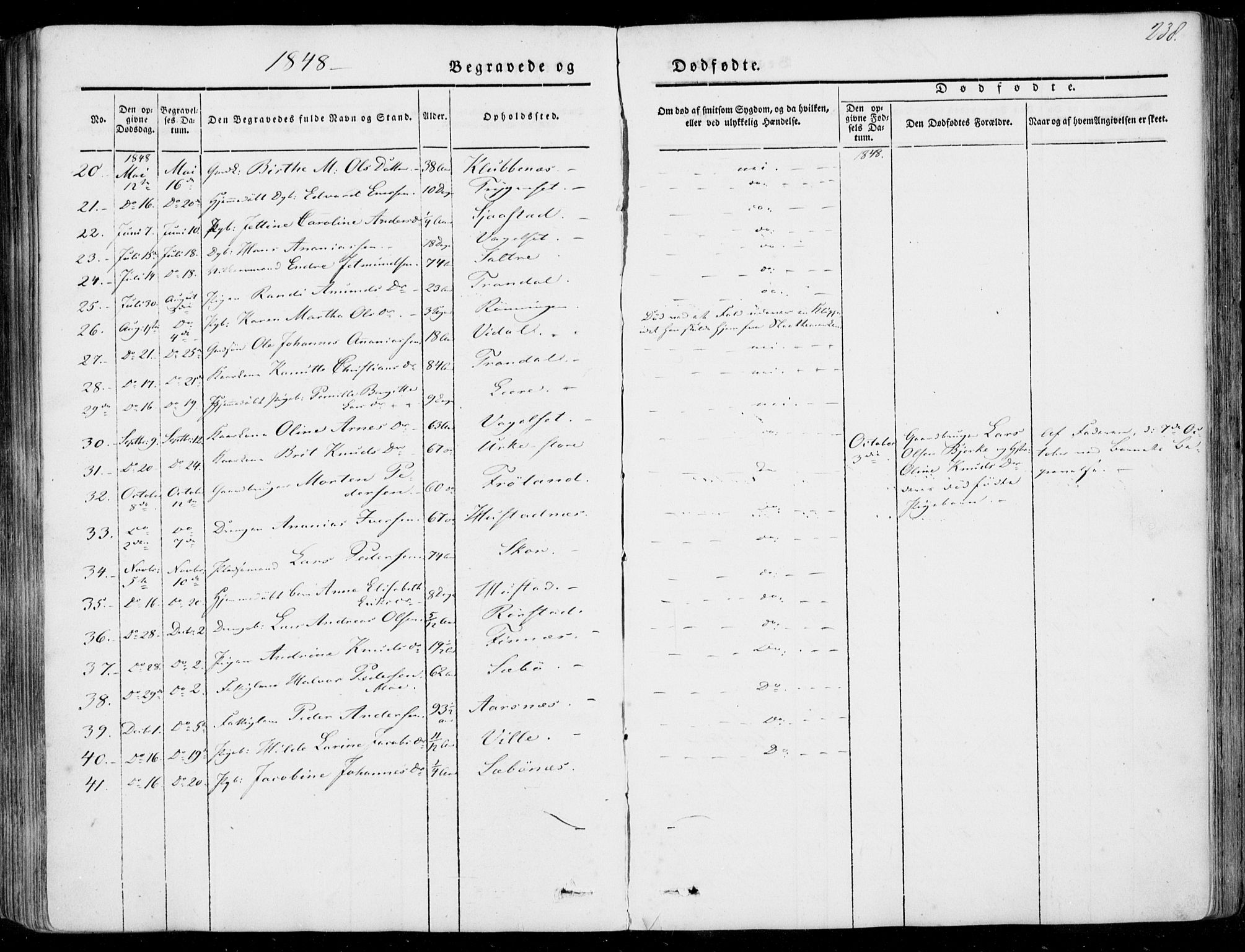 Ministerialprotokoller, klokkerbøker og fødselsregistre - Møre og Romsdal, AV/SAT-A-1454/515/L0209: Parish register (official) no. 515A05, 1847-1868, p. 238