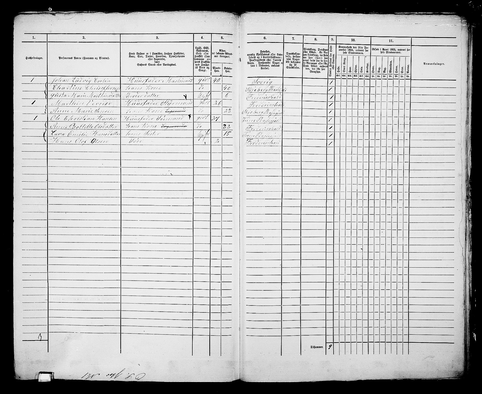 RA, 1865 census for Fredrikshald, 1865, p. 395