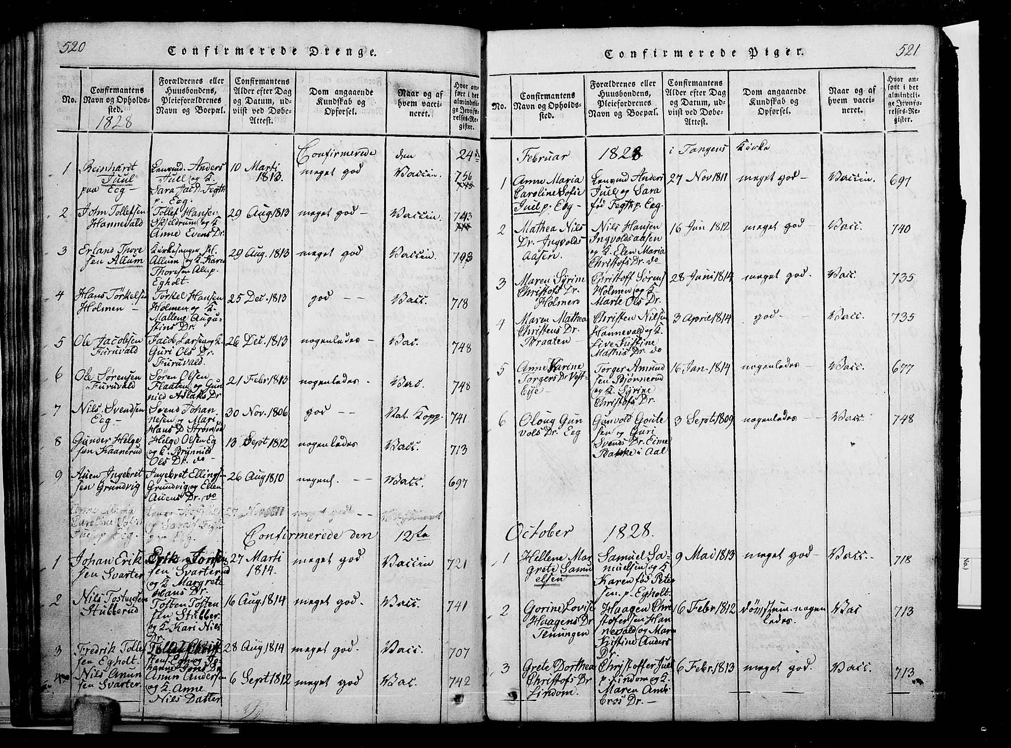 Skoger kirkebøker, AV/SAKO-A-59/G/Ga/L0001: Parish register (copy) no. I 1, 1814-1845, p. 520-521