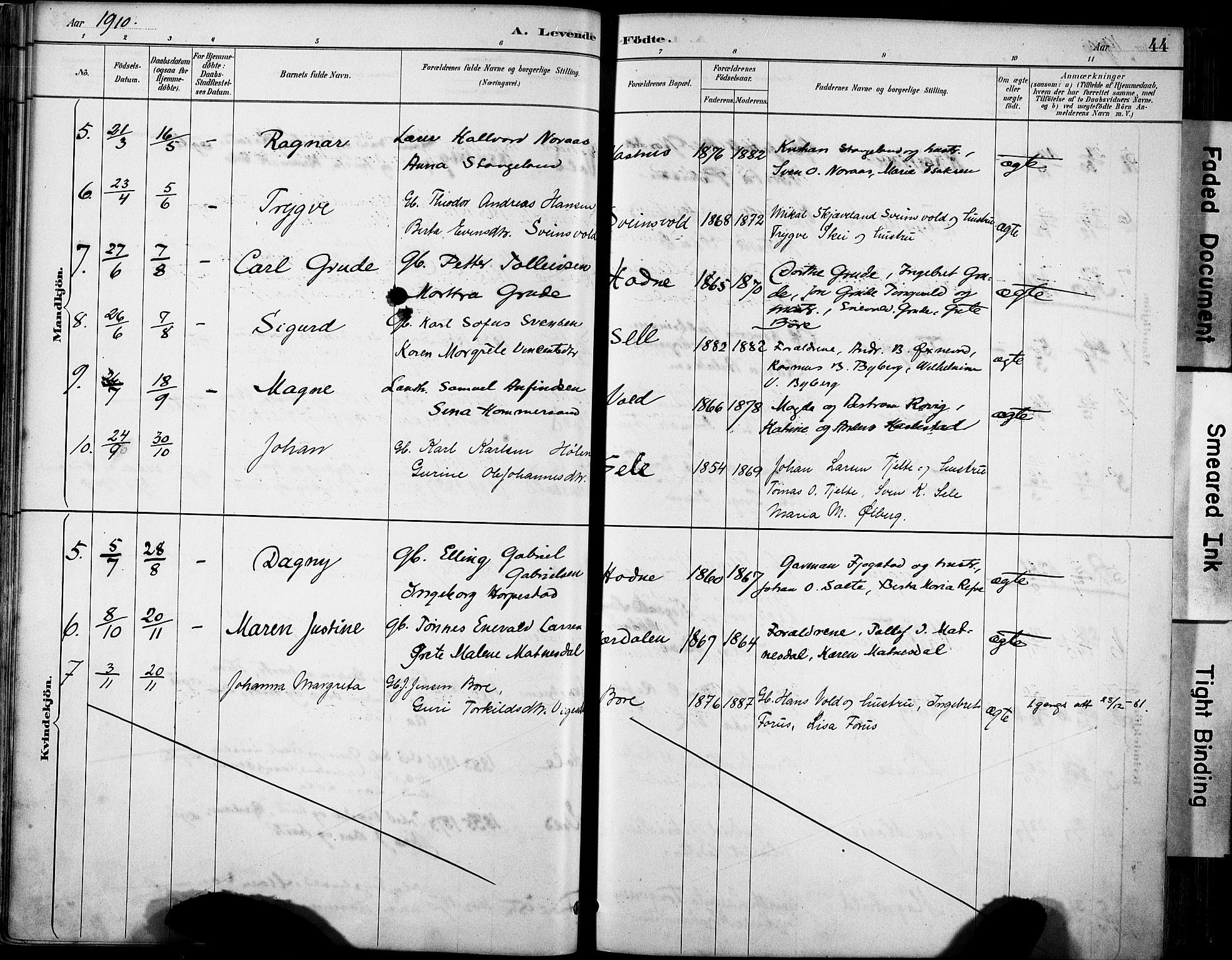 Klepp sokneprestkontor, SAST/A-101803/001/3/30BA/L0008: Parish register (official) no. A 9, 1886-1919, p. 44