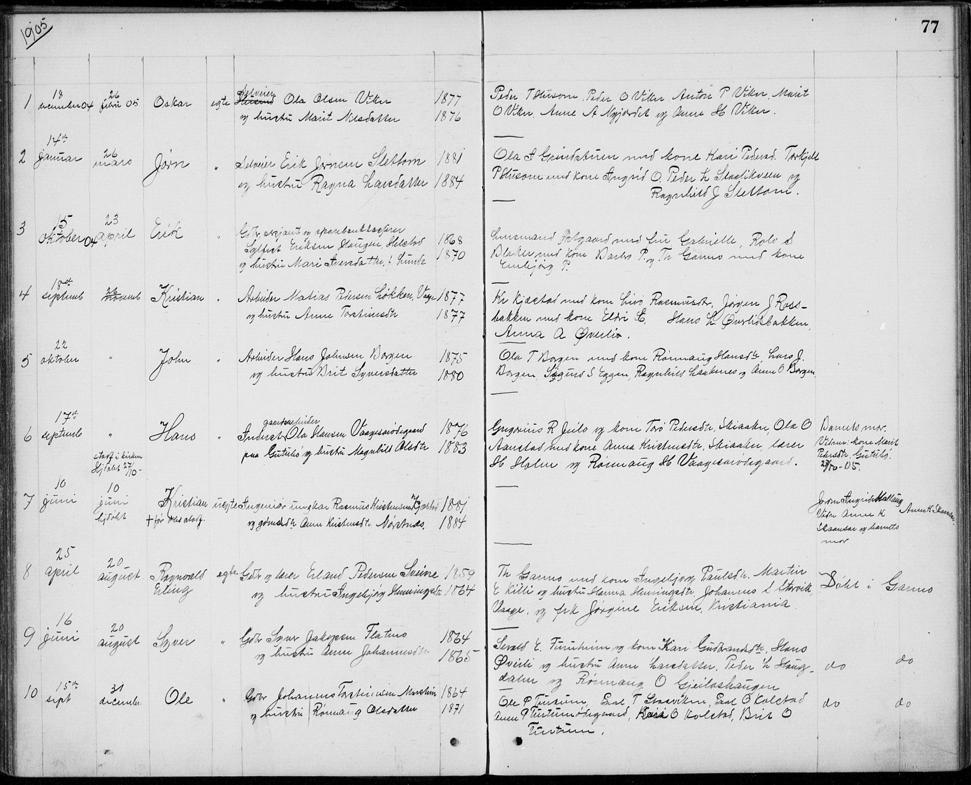 Lom prestekontor, AV/SAH-PREST-070/L/L0013: Parish register (copy) no. 13, 1874-1938, p. 77