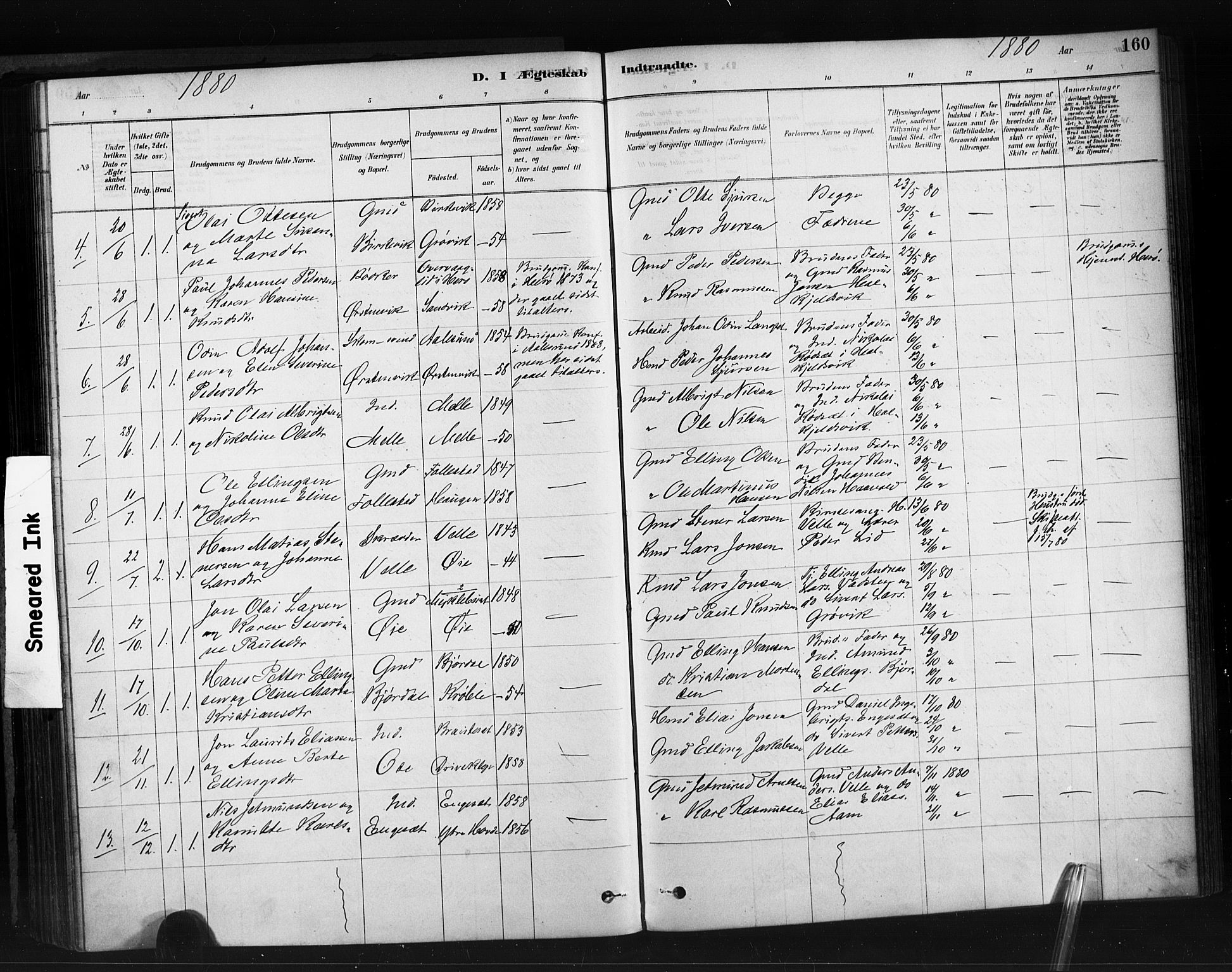 Ministerialprotokoller, klokkerbøker og fødselsregistre - Møre og Romsdal, AV/SAT-A-1454/513/L0176: Parish register (official) no. 513A03, 1877-1889, p. 160