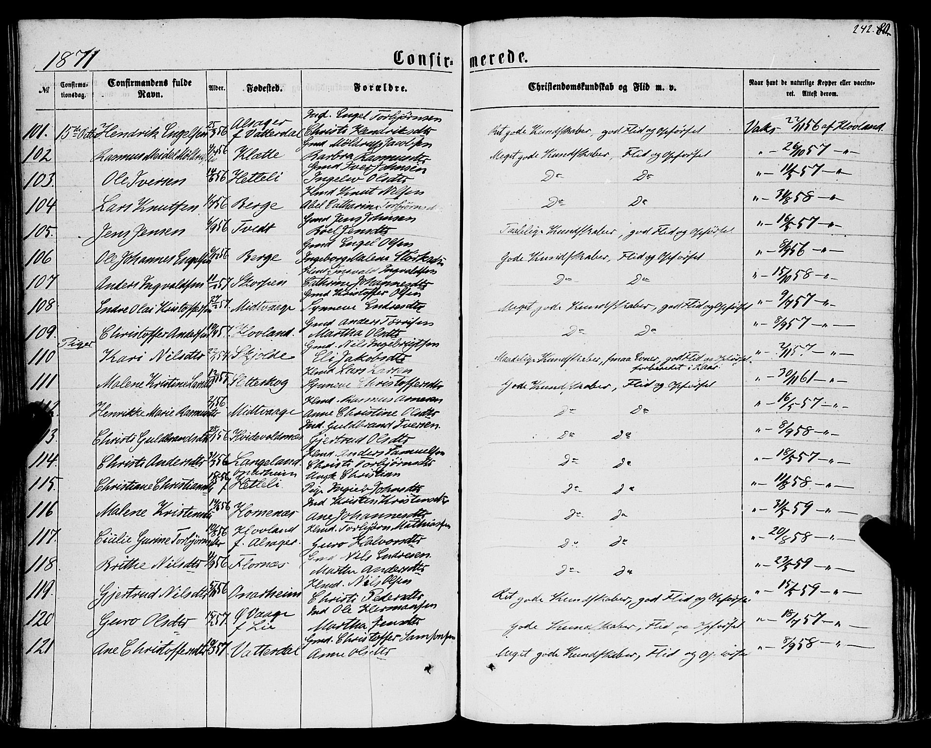 Tysnes sokneprestembete, SAB/A-78601/H/Haa: Parish register (official) no. A 11, 1860-1871, p. 242