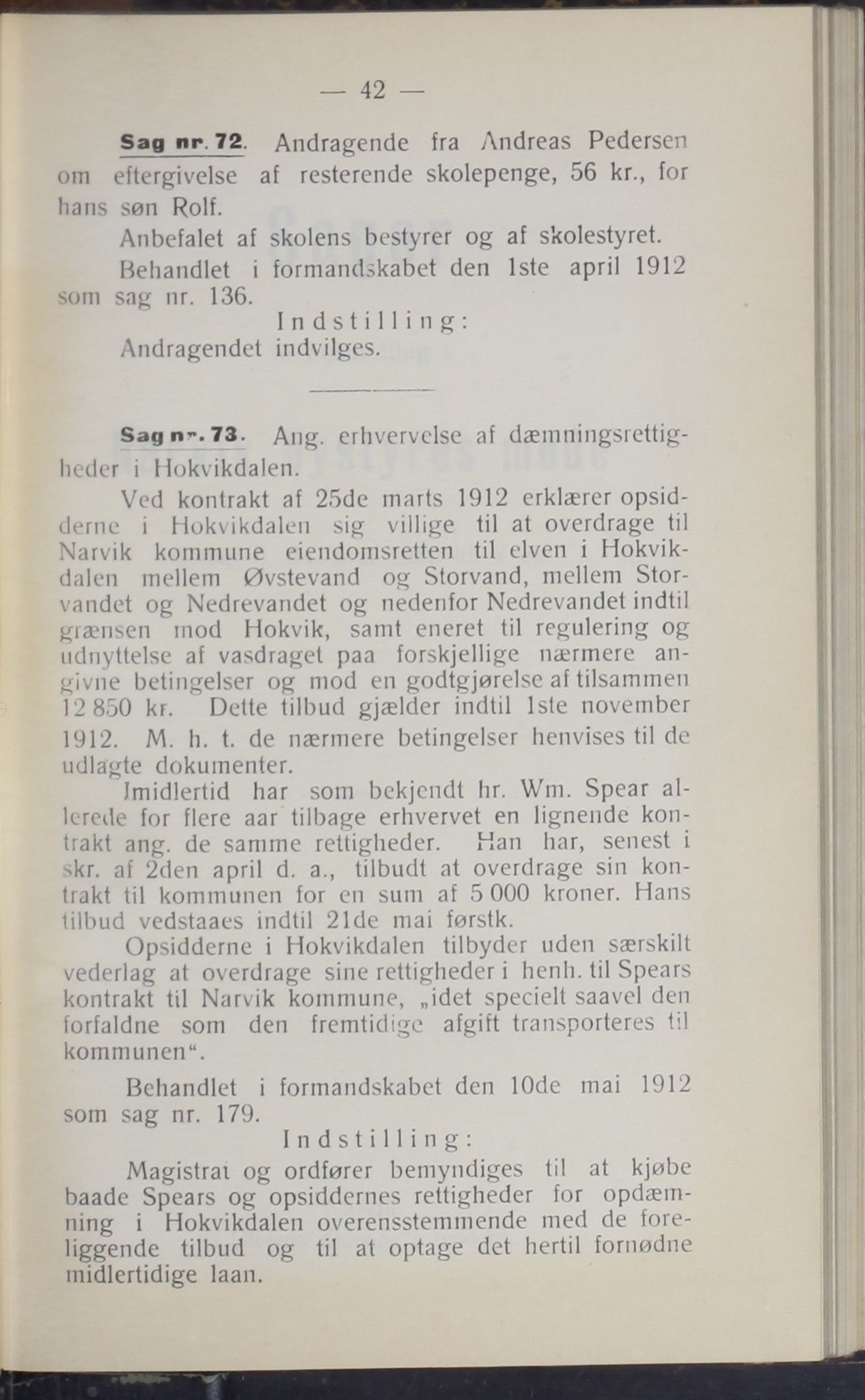 Narvik kommune. Formannskap , AIN/K-18050.150/A/Ab/L0002: Møtebok, 1912