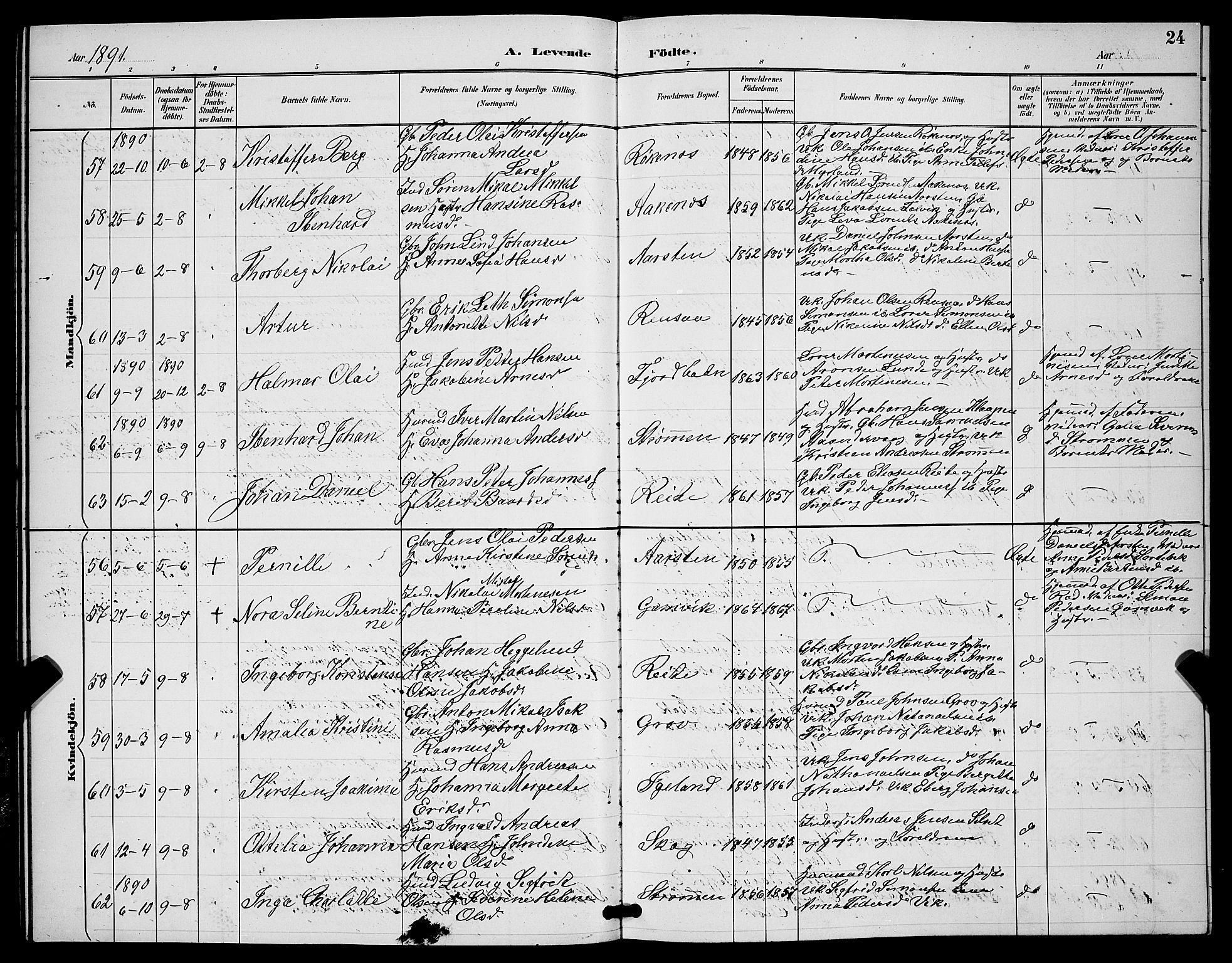 Ibestad sokneprestembete, SATØ/S-0077/H/Ha/Hab/L0008klokker: Parish register (copy) no. 8, 1890-1903, p. 24