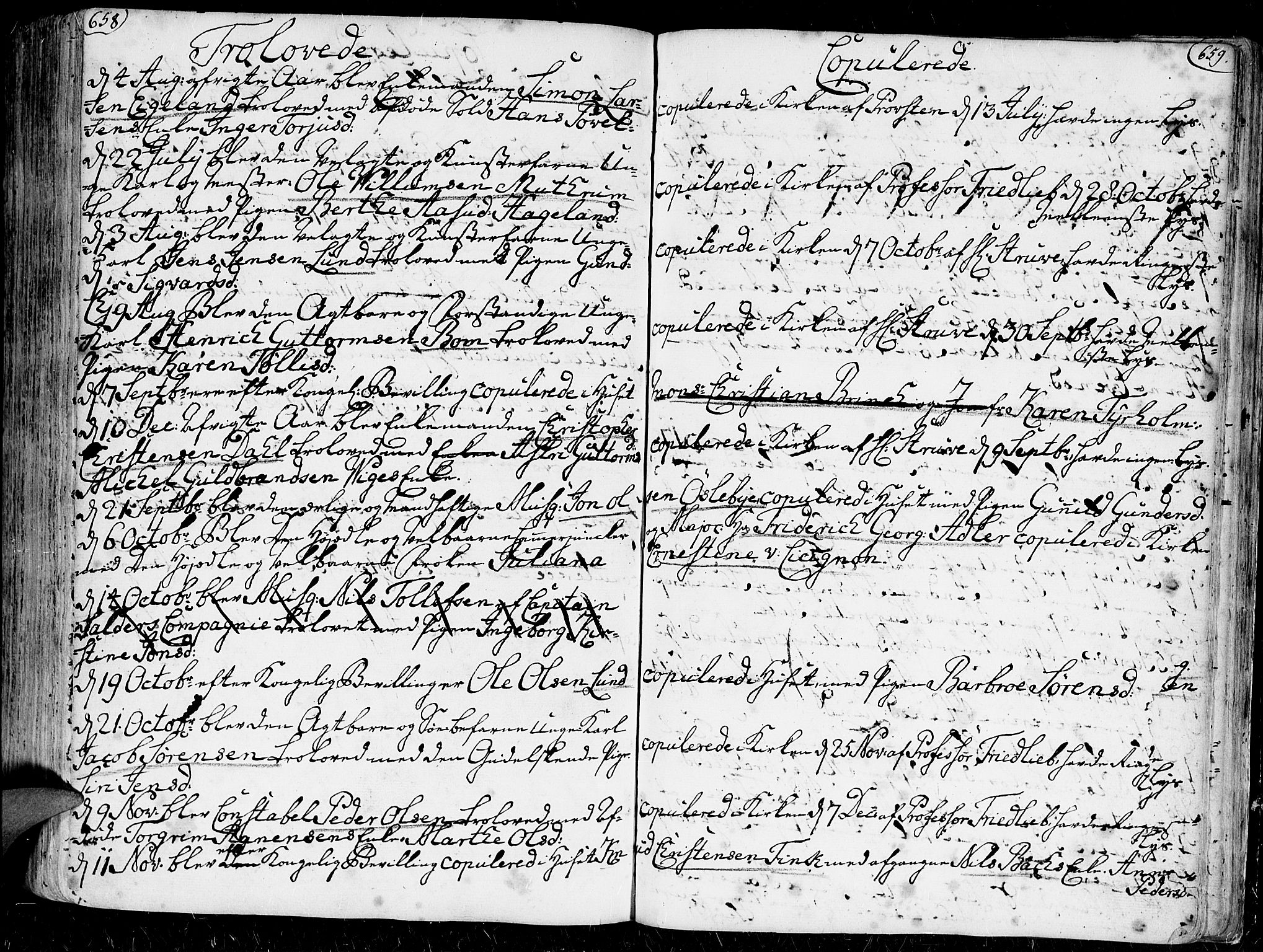 Kristiansand domprosti, AV/SAK-1112-0006/F/Fa/L0001: Parish register (official) no. A 1, 1734-1793, p. 658-659