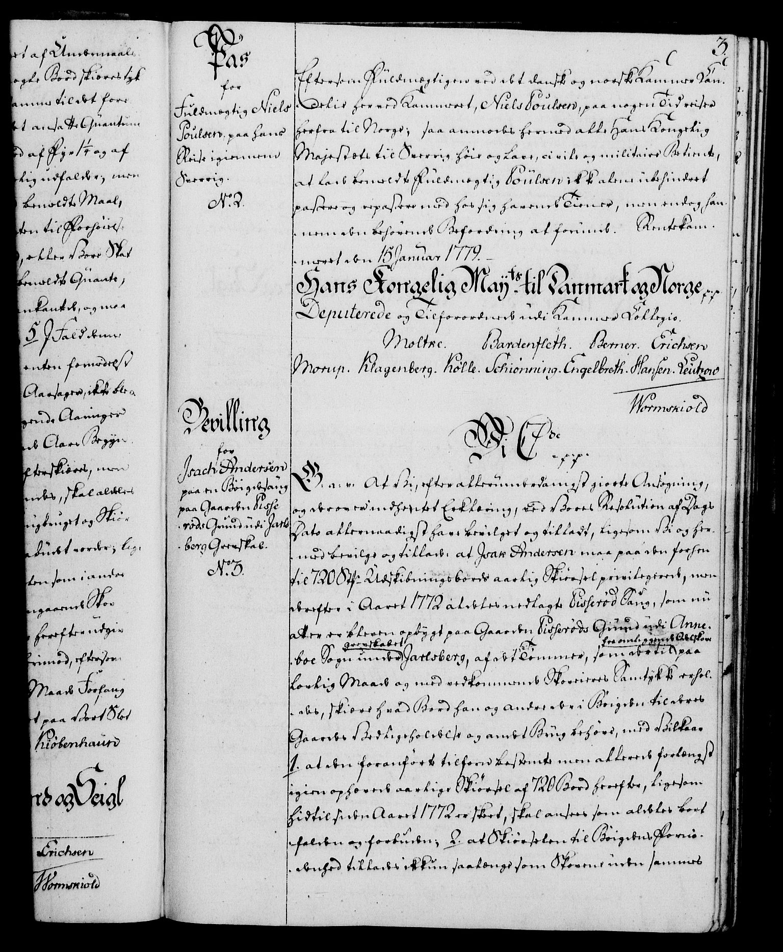 Rentekammeret, Kammerkanselliet, RA/EA-3111/G/Gg/Gga/L0011: Norsk ekspedisjonsprotokoll med register (merket RK 53.11), 1779-1781, p. 3