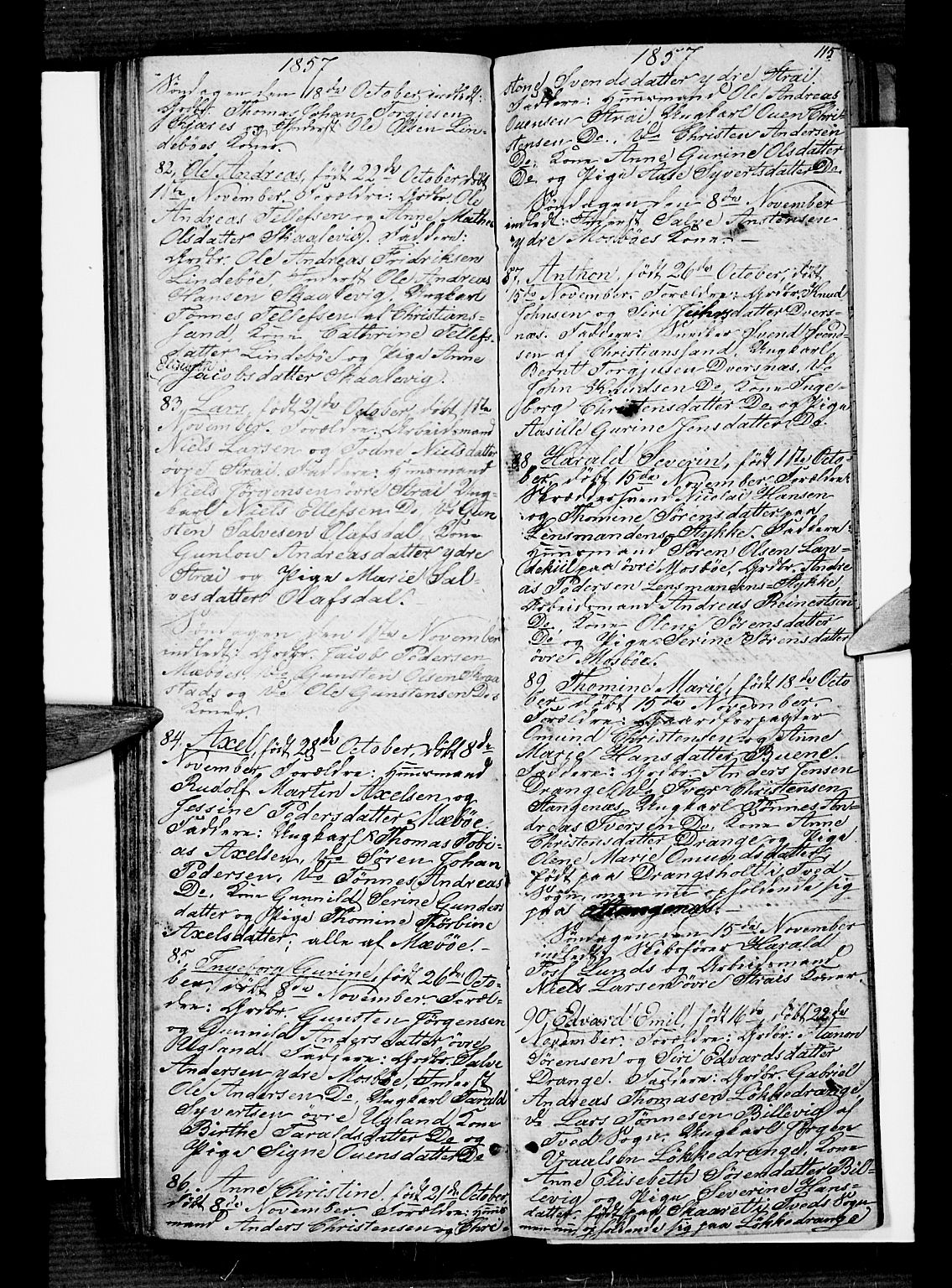 Oddernes sokneprestkontor, AV/SAK-1111-0033/F/Fb/Fba/L0005: Parish register (copy) no. B 5, 1846-1859, p. 115