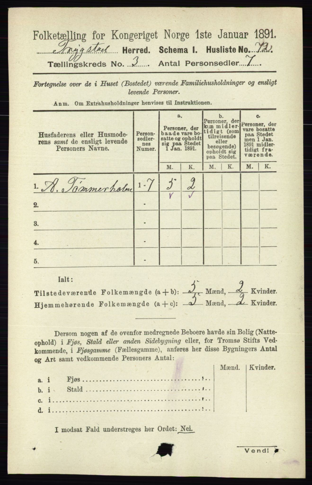 RA, 1891 Census for 0122 Trøgstad, 1891, p. 1116