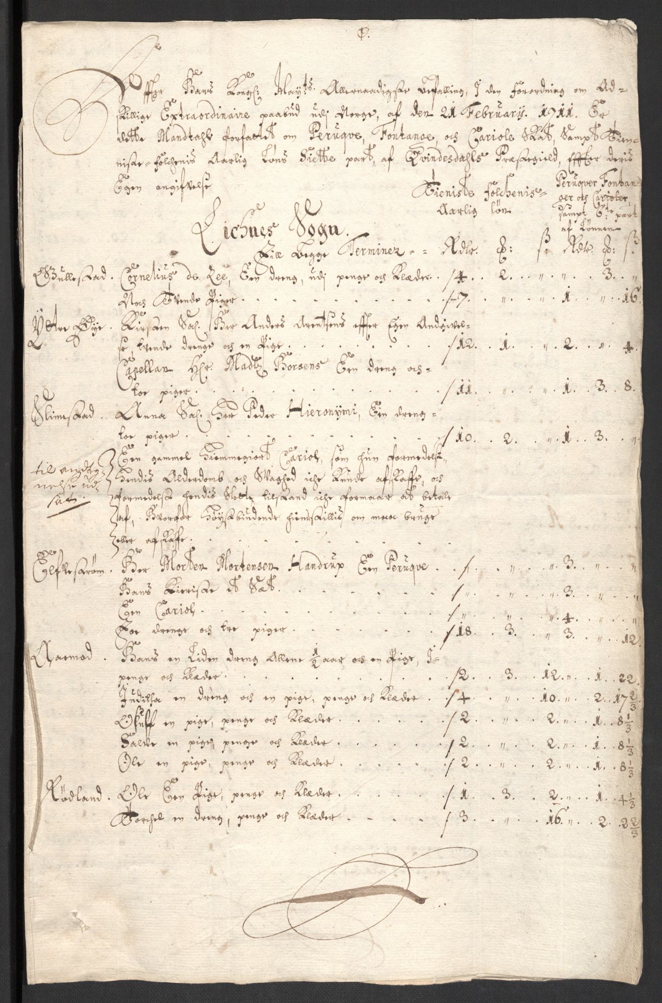 Rentekammeret inntil 1814, Reviderte regnskaper, Fogderegnskap, RA/EA-4092/R43/L2554: Fogderegnskap Lista og Mandal, 1711, p. 350