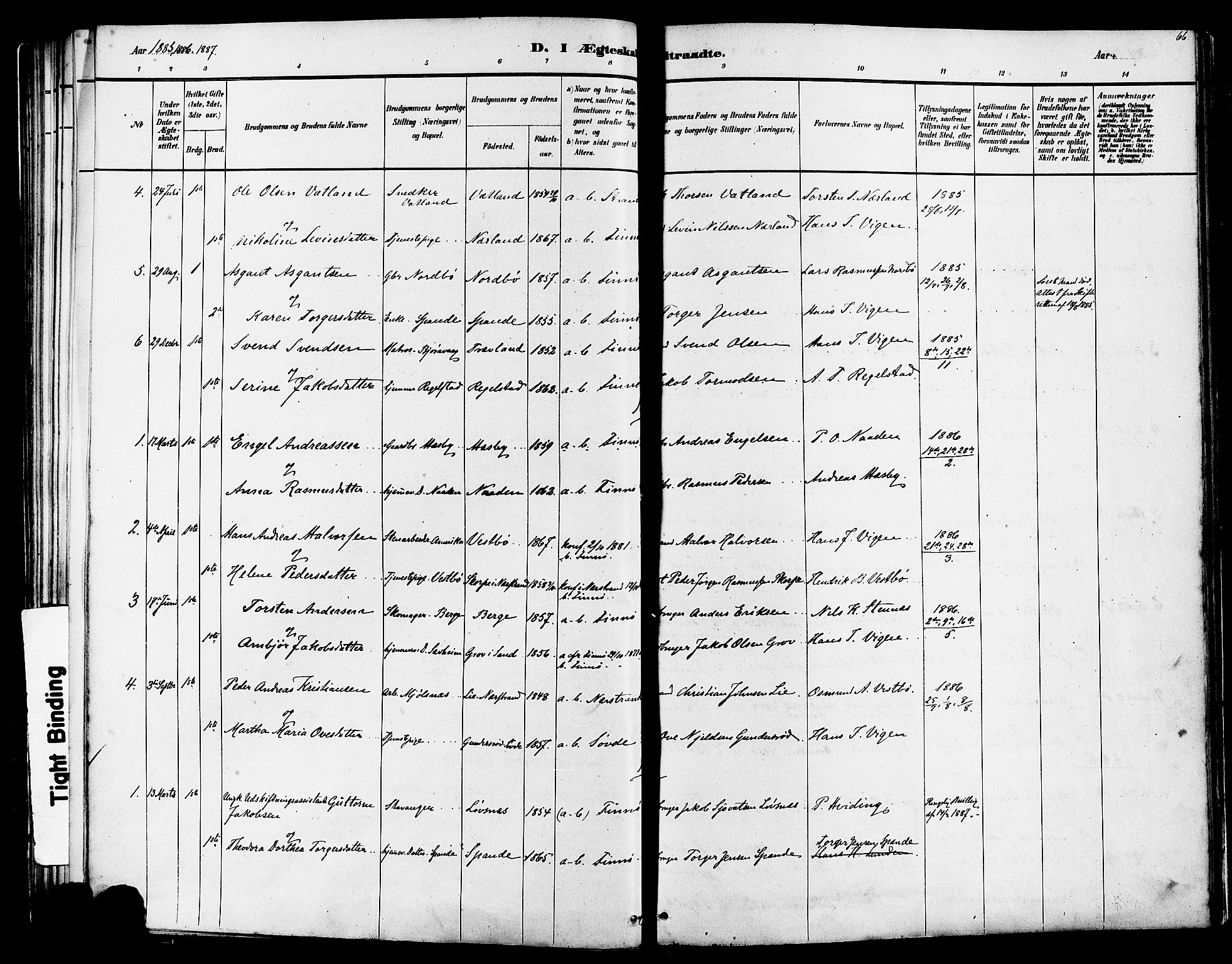 Finnøy sokneprestkontor, AV/SAST-A-101825/H/Ha/Haa/L0010: Parish register (official) no. A 10, 1879-1890, p. 66