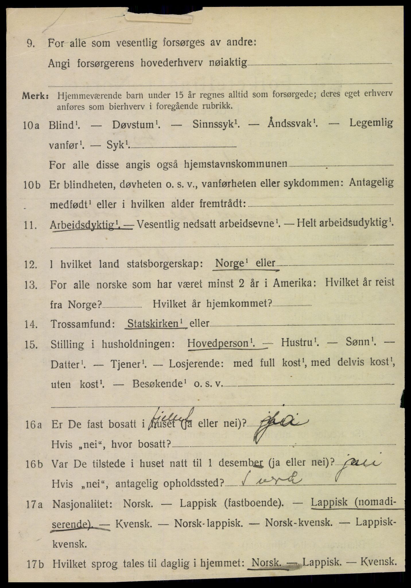 SAT, 1920 census for Vefsn, 1920, p. 2836