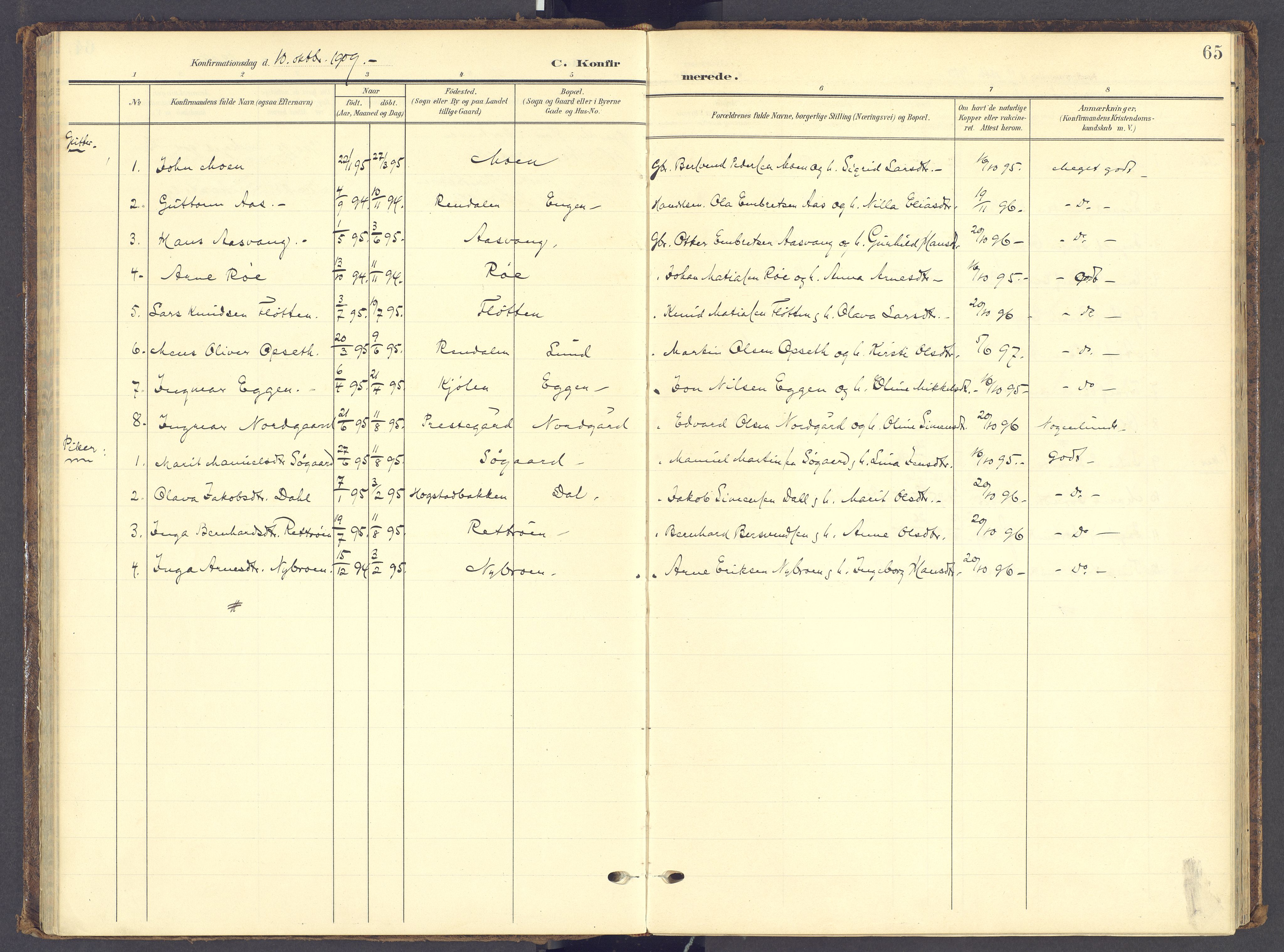 Tynset prestekontor, SAH/PREST-058/H/Ha/Haa/L0028: Parish register (official) no. 28, 1902-1929, p. 65